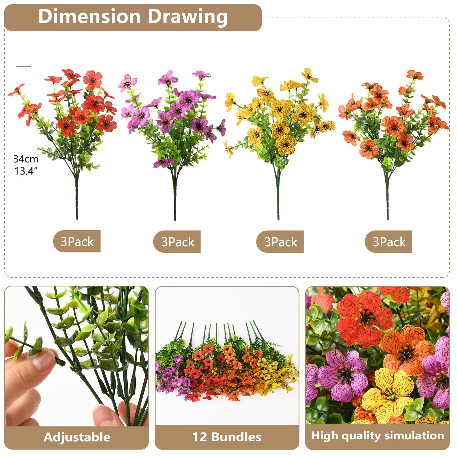 ZFProcess Artificial Flowers Faux Plants Outdoor Fake Flowers Spring Decor,12 Bundles Realistic Plastic Plant Colorful Daisy UV Resistant for Porch Patio Home Yard Garden Window Box Pot Planters - Image 3