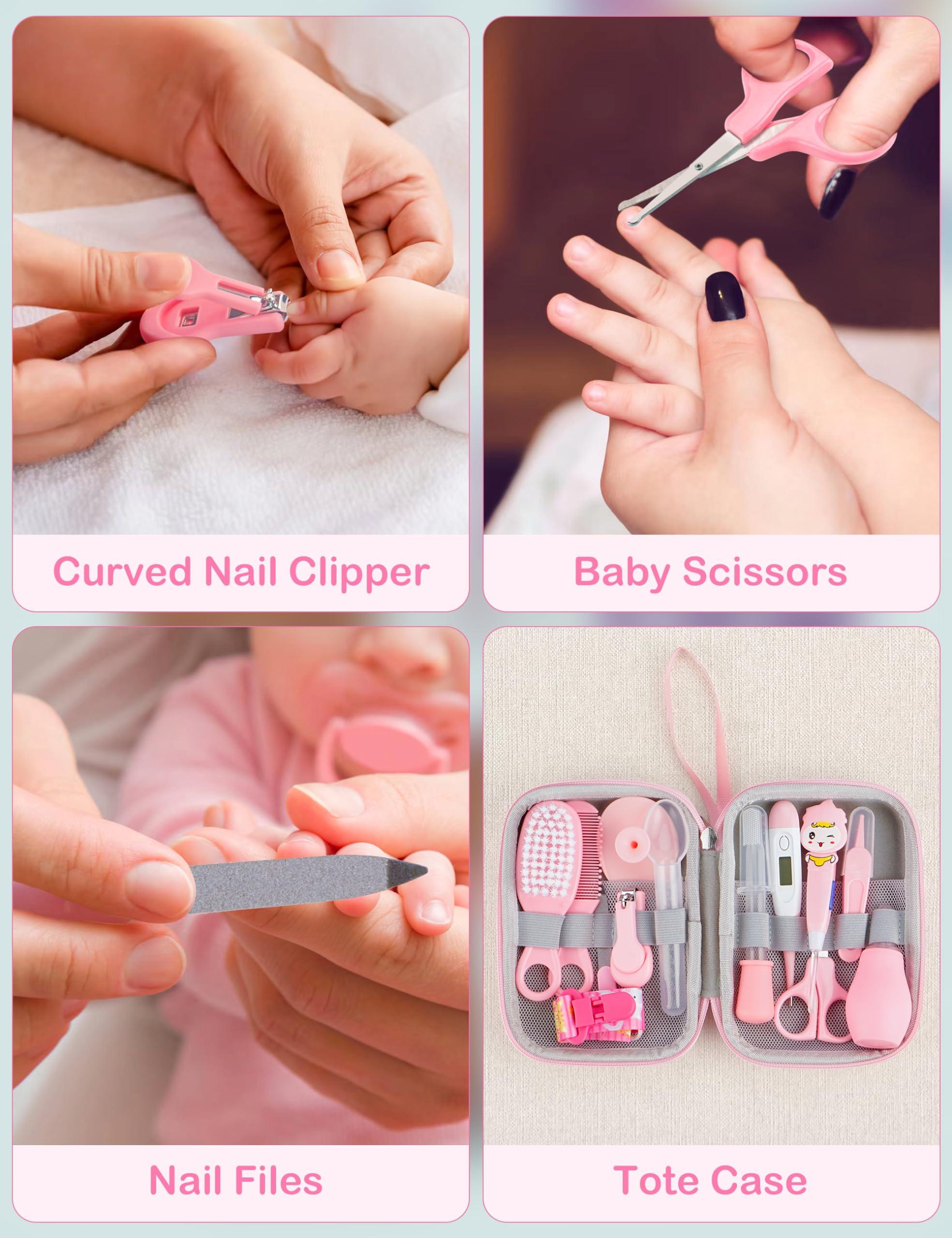 Bokhot Baby Healthcare and Grooming Kit 15 in 1, Safe Baby Grooming Kit Newborn Girl Boy Essentials, Portable Baby Care Set Nursery Shower Gift for Infant Baby Registry Search, Pink - Image 3