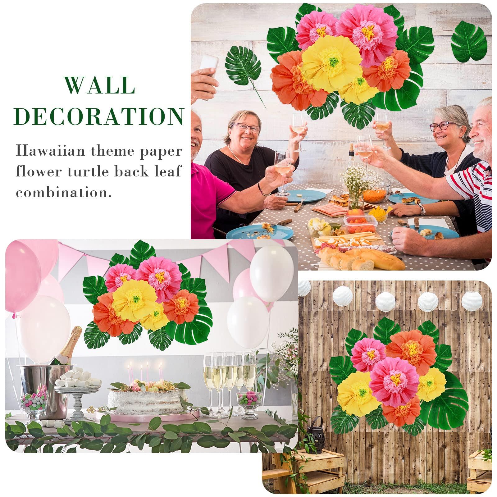 Canlierr 40 Pack Tropical Party Decorations Supplies Large Tissue Paper Hibiscus Flowers Faux Palm Leaves Set for Hawaiian Luau, Safari, Mexican Fiesta, Birthday Parties - Image 5
