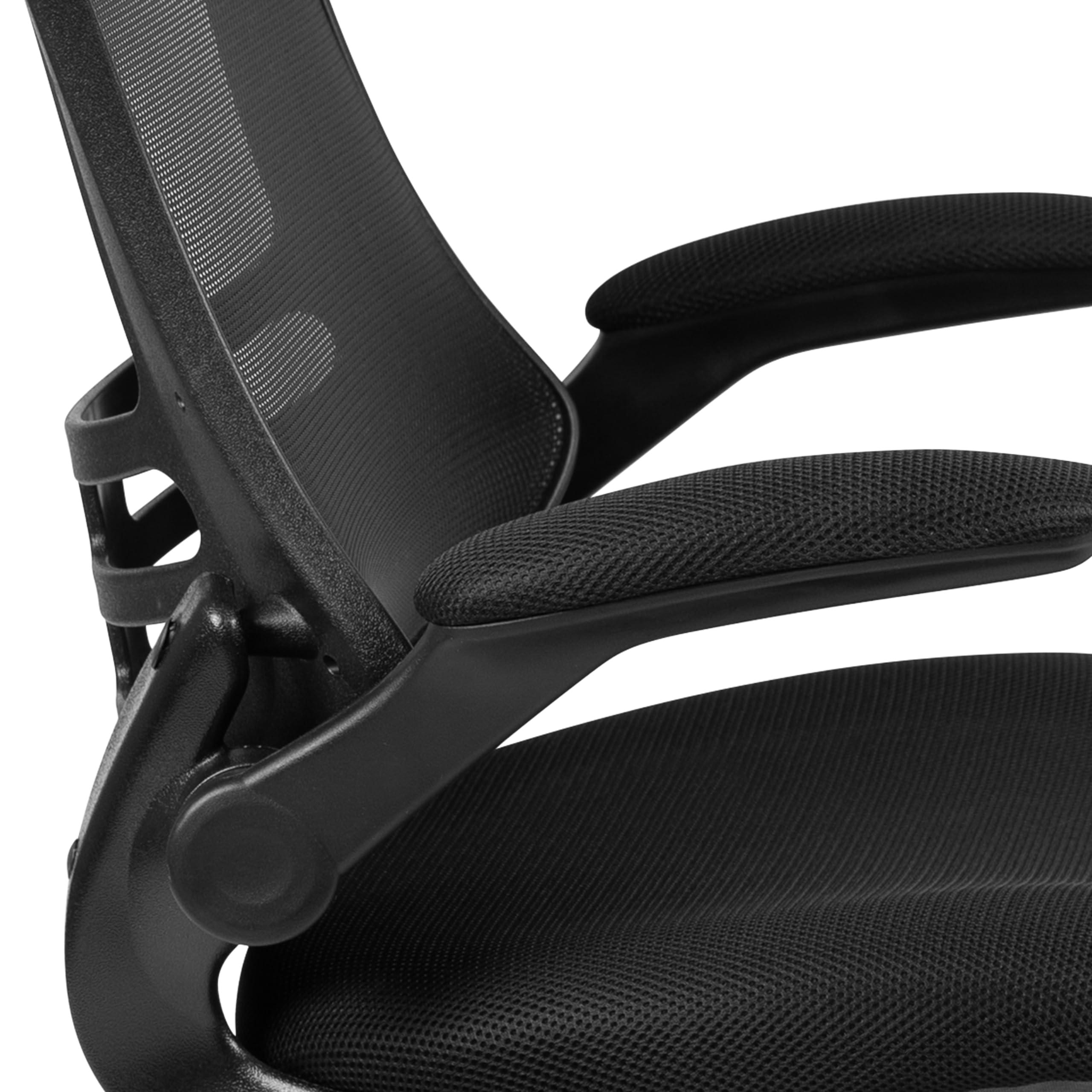 Flash Furniture Kelista Mid-Back Swivel Office Chair with Adjustable Seat Height, Ergonomic Mesh Desk Chair with Flip-Up Armrests, Black - Image 19