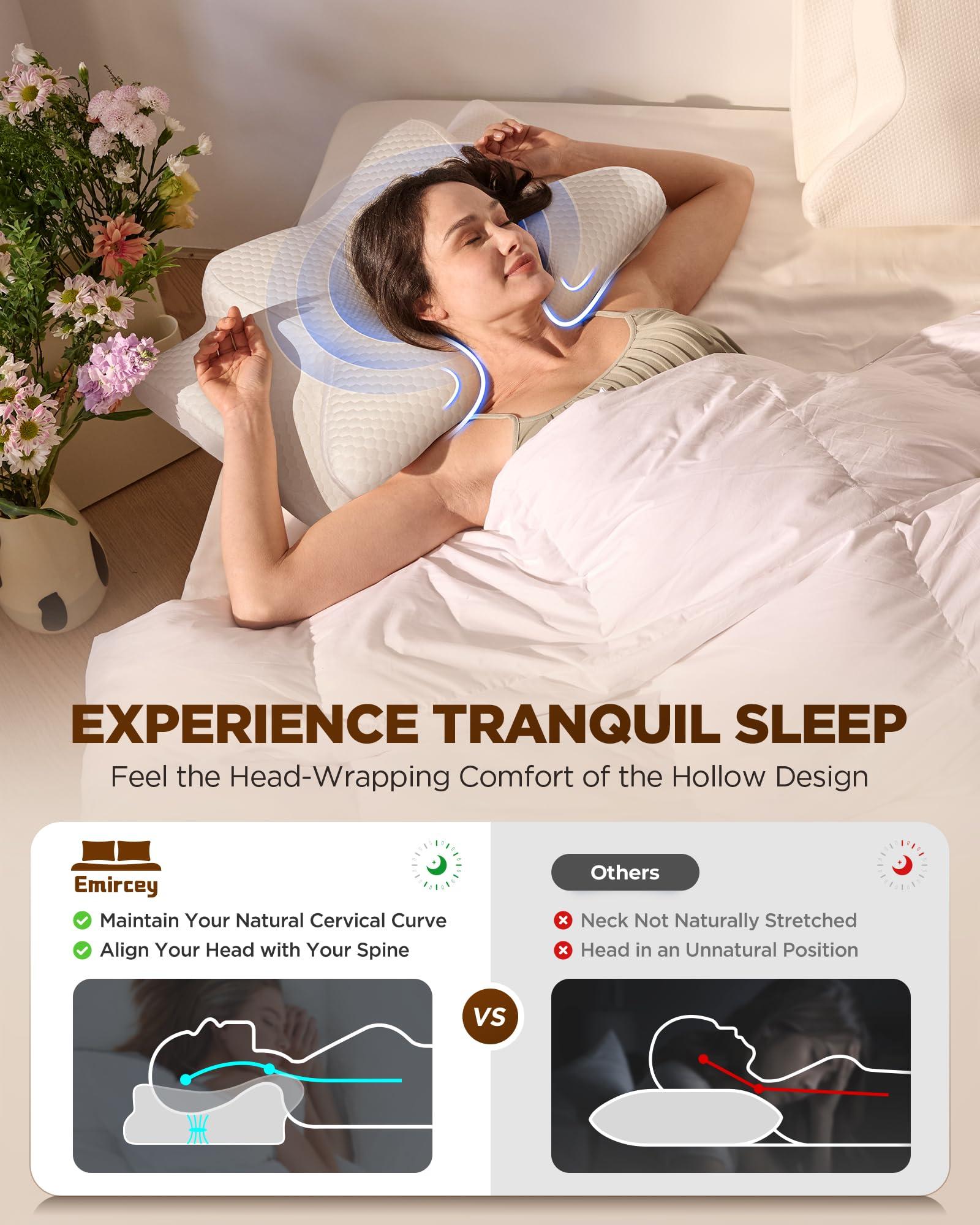 Dream Without Pain Cervical Neck Pillow for Sleeping, Ergonomic Side Sleeper Pillows for Adults, Cooling Orthopedic Pillow for Neck Relief Support, Memory Foam Pillows Back Stomach Sleepers - Image 2