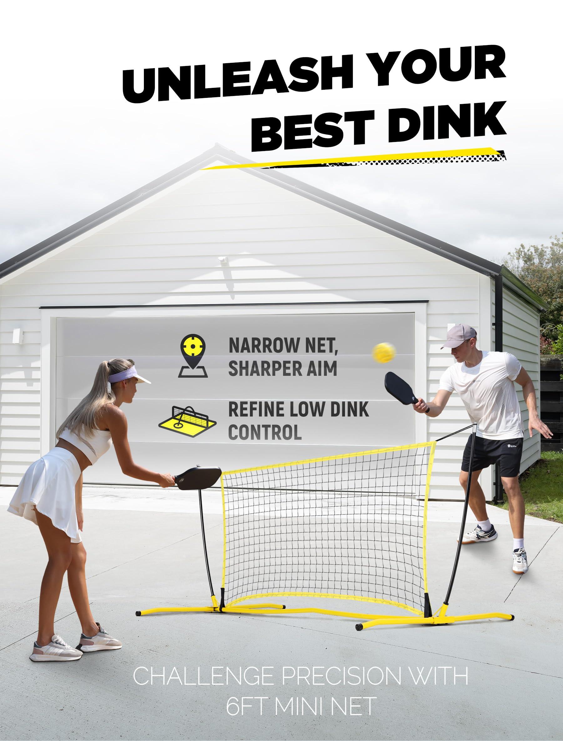 MerryMove Pickleball Practice Rebounder Net: Pickleball Rebounder or 6FT Mini Pickle Ball Net Portable for Outdoor Driveway Backyard and Indoor Garage - 2in1 Trainer for Dink Volley Training - Image 5