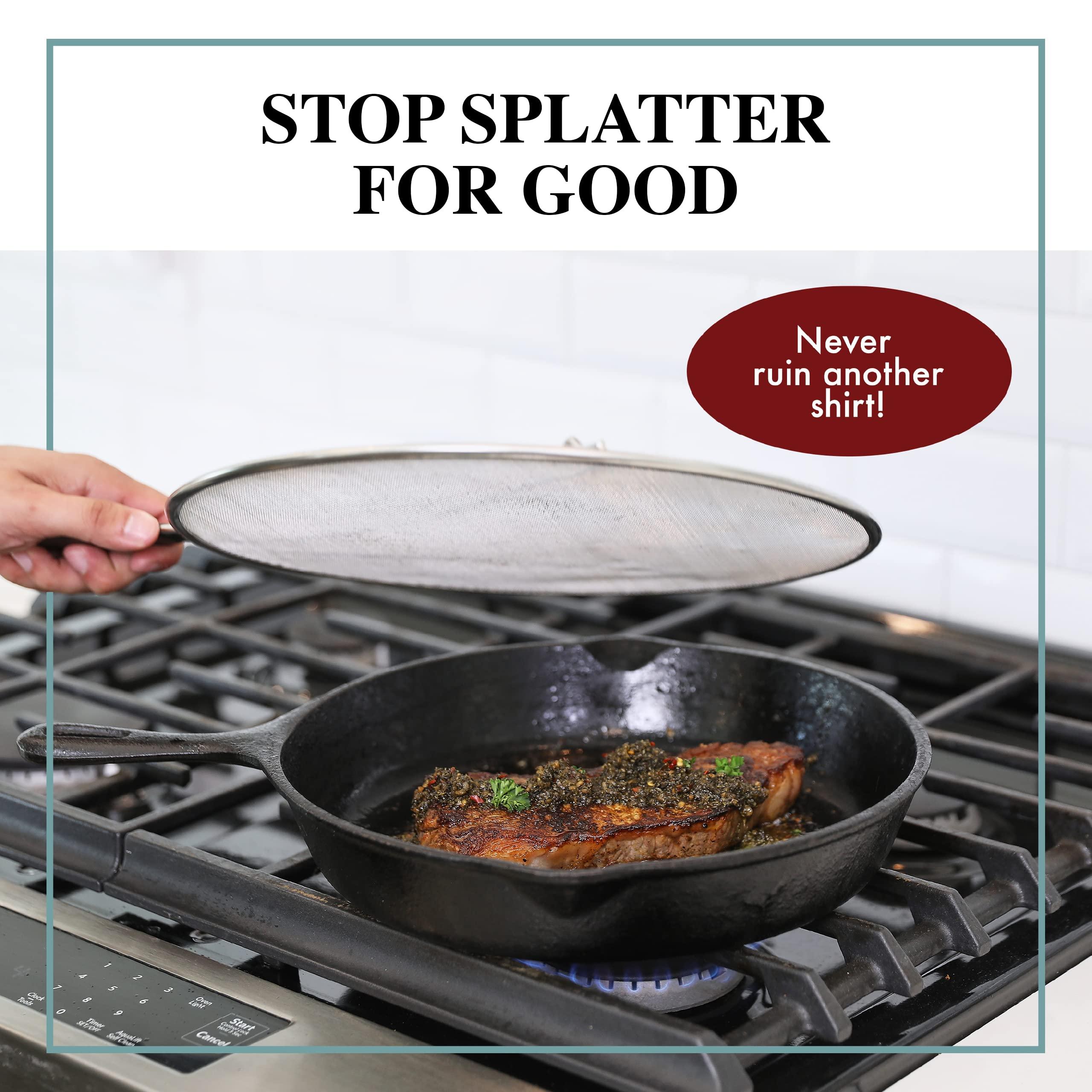 BergKoch Splatter Screen for Frying Pan - 13 Inch Stainless Steel Grease Splatter Guard - Cover Oil Splash when Sizzling Bacon, Cooking Fried Chicken or Popcorn - Image 8