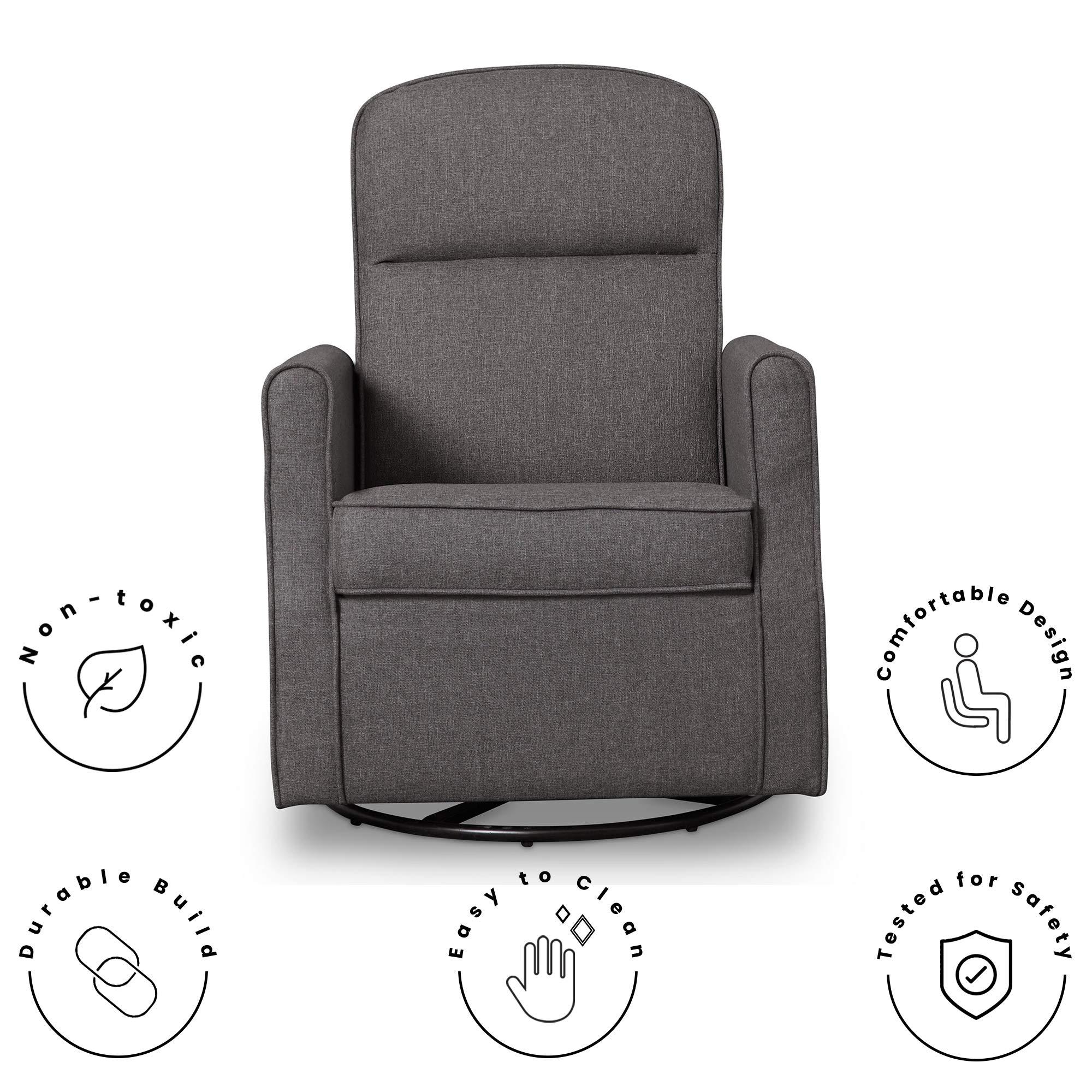 Delta Children Blair Slim Nursery Glider Swivel Rocker Chair, Charcoal - Image 8