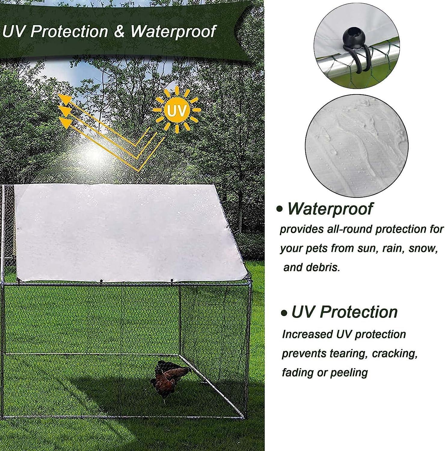 RITSU Large Metal Chicken Coop Run for 6/10 Chickens, Duck Coop/House, Walk-in Chicken Runs for Yard, Chicken Cage/Pen with Waterproof Cover for Rabbit Duck Chicken (9.8' L×6.6'W× 6.4'H) - Image 4