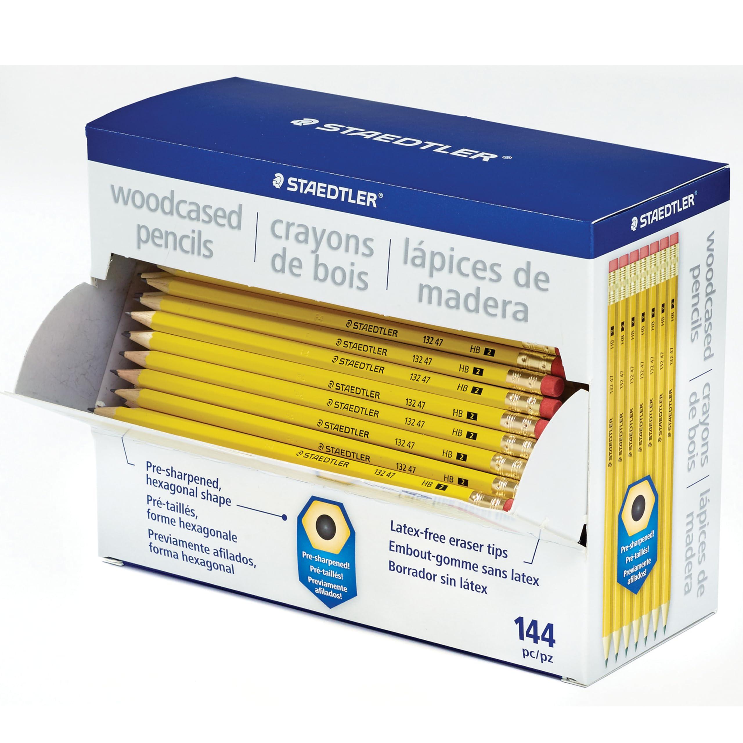 STAEDTLER Yellow School Pencils (144-Pack), Pre-Sharpened #2 HB with Erasers, Ready-to-Use School Supplies for Students and Teachers - Image 3