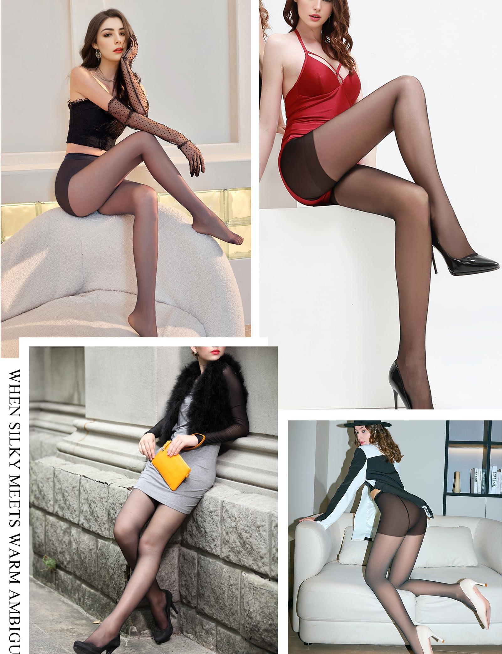 Buauty 2 Pairs Sheer Black Tights for Women -20D High Waist women's Pantyhose,Plus Size Nylon Stockings - Image 7