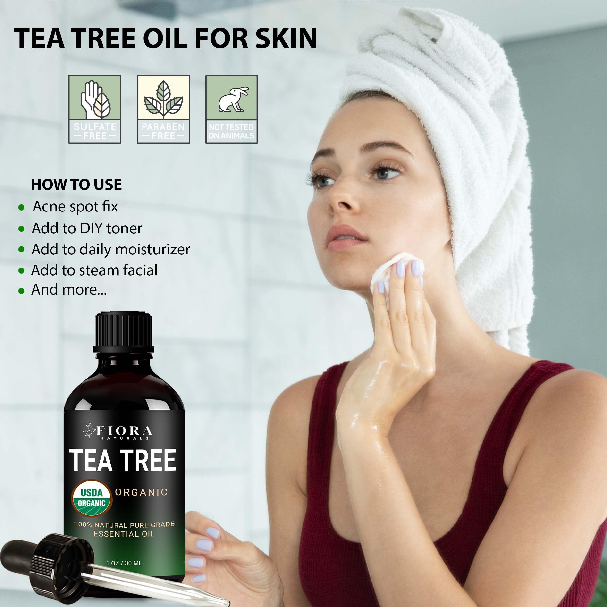 Tea Tree Essential Oil by Fiora Naturals- 100% Pure Organic Oil, for Face, Hair, Skin, Acne, Scalp, Foot and Toenails. Melaleuca Alternifolia, 1 oz /30ml - Image 3