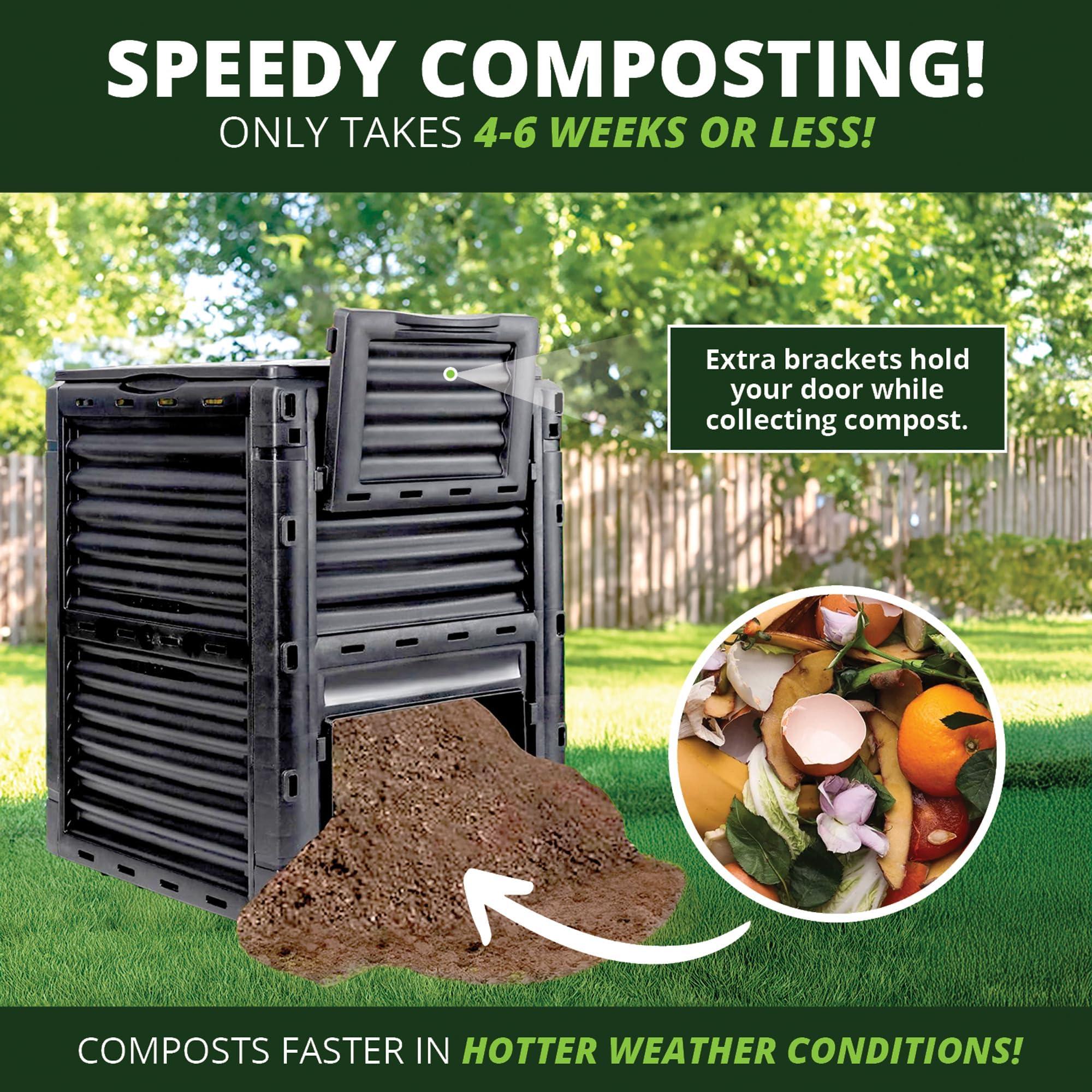 BIOGRN Large Outdoor Compost Bin,80 Gallon (300 L) Composter Bins with Snap-on Top Lid and Aeration System,Garden Compost Bin that Quickly Create Fertile Soil - Image 6