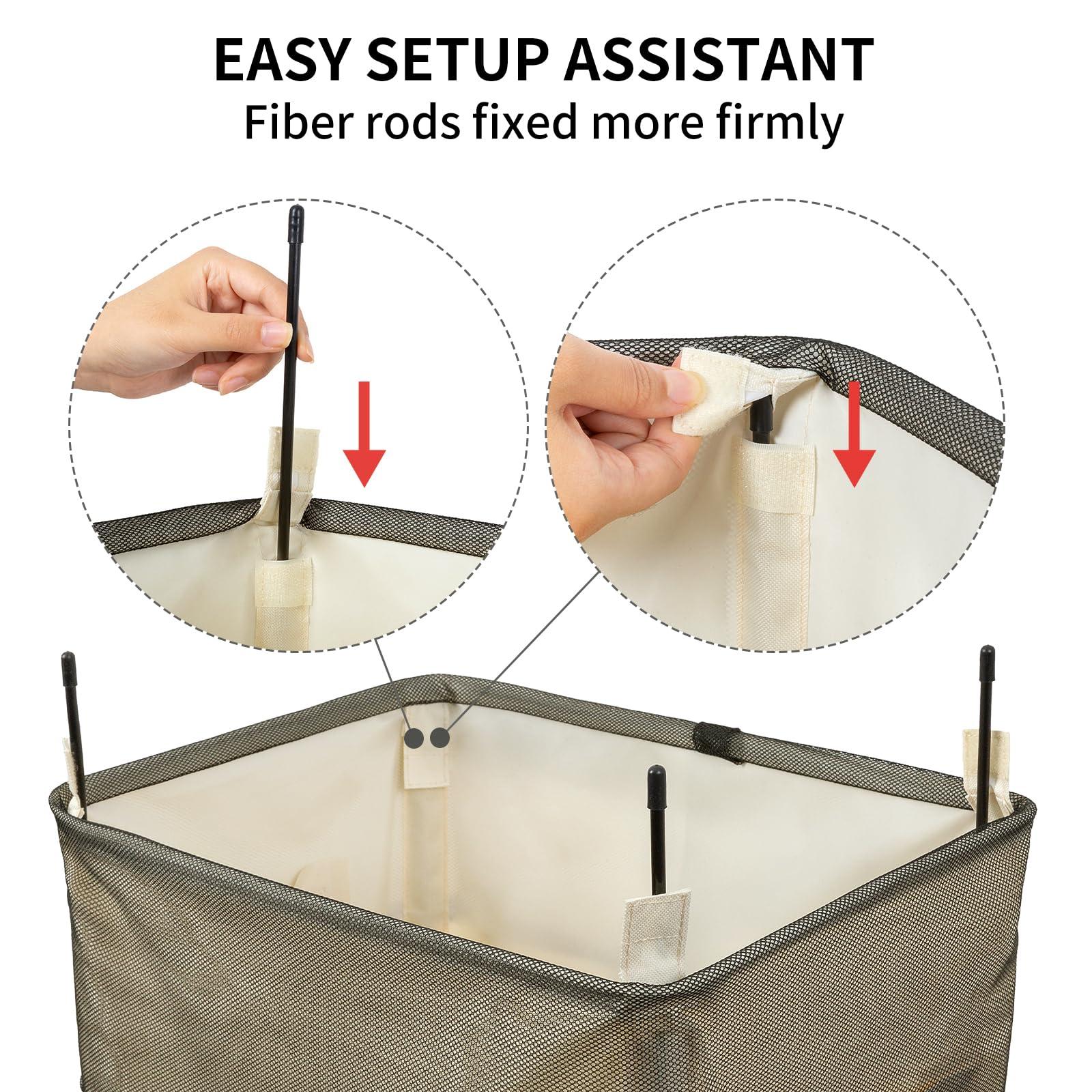 WOWLIVE Large Rolling Laundry Basket Wheels 90L Collapsible Tall Laundry Hamper Handle Foldable Dirty Clothing Basket Fold up Rectangular Hampers for Laundry Dorm Room (Beige) - Image 6