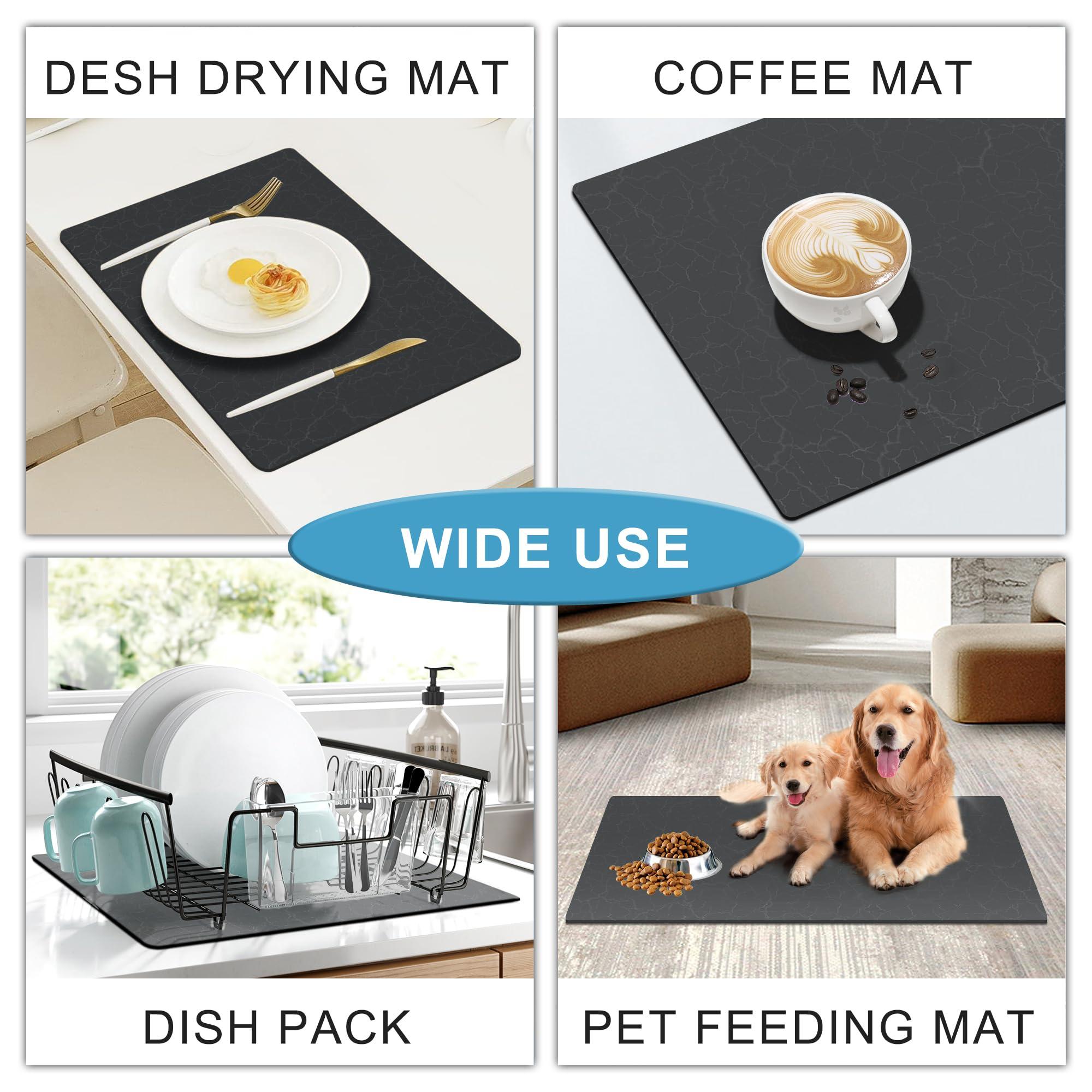 Coffee Maker Mat for Countertops, Coffee Bar Accessories Fit Under Coffee Machine Mat 19"x12"Rubber Backed Coffee Pots - Table Mat under Appliance, Kitchen Counter Coffee Dish Drying Mat, Dark Gray - Image 6
