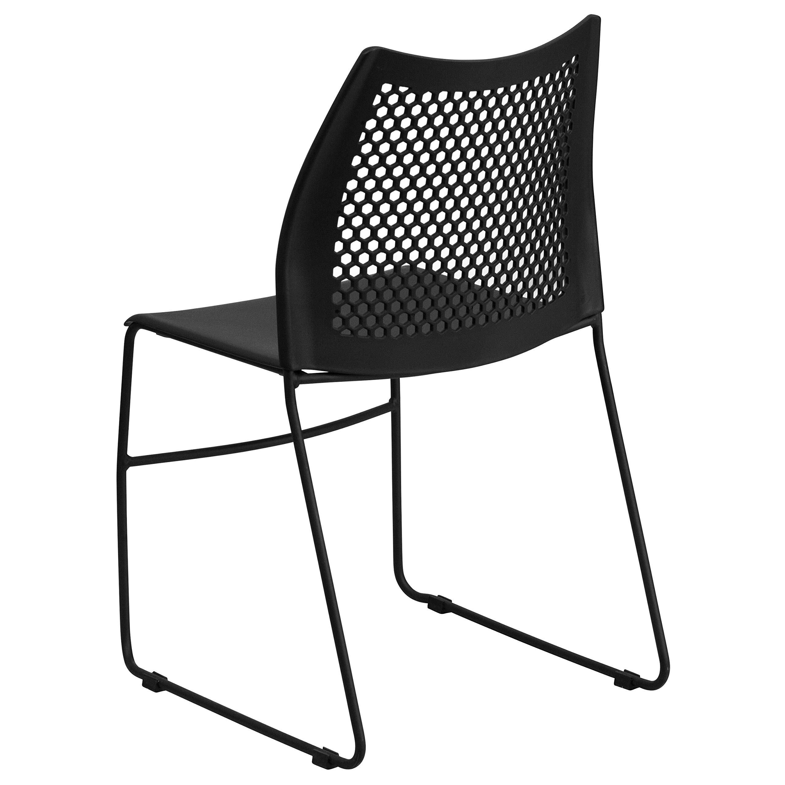 Flash Furniture Hercules Series Contoured Lobby Chairs with Air-Vent Honeycomb Backs, Ergonomic Stacking Chairs for Offices, Set of 5, Black - Image 11