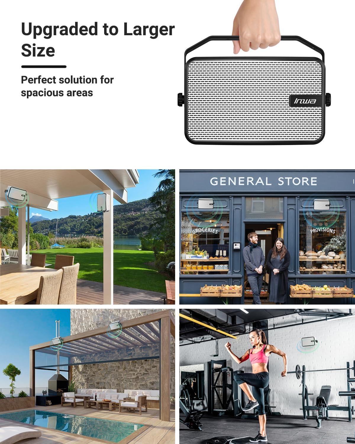 Inwa Outdoor Bluetooth Speakers, IPX5 Waterproof 400W Wall Mount Speaker, Powerful Indoor/Outdoor Sound System, Wireless Sync Up to 100 Speakers, Suitable for Patio/Porch/Gazebo/Garage(MZ-621, Pair) - Image 6