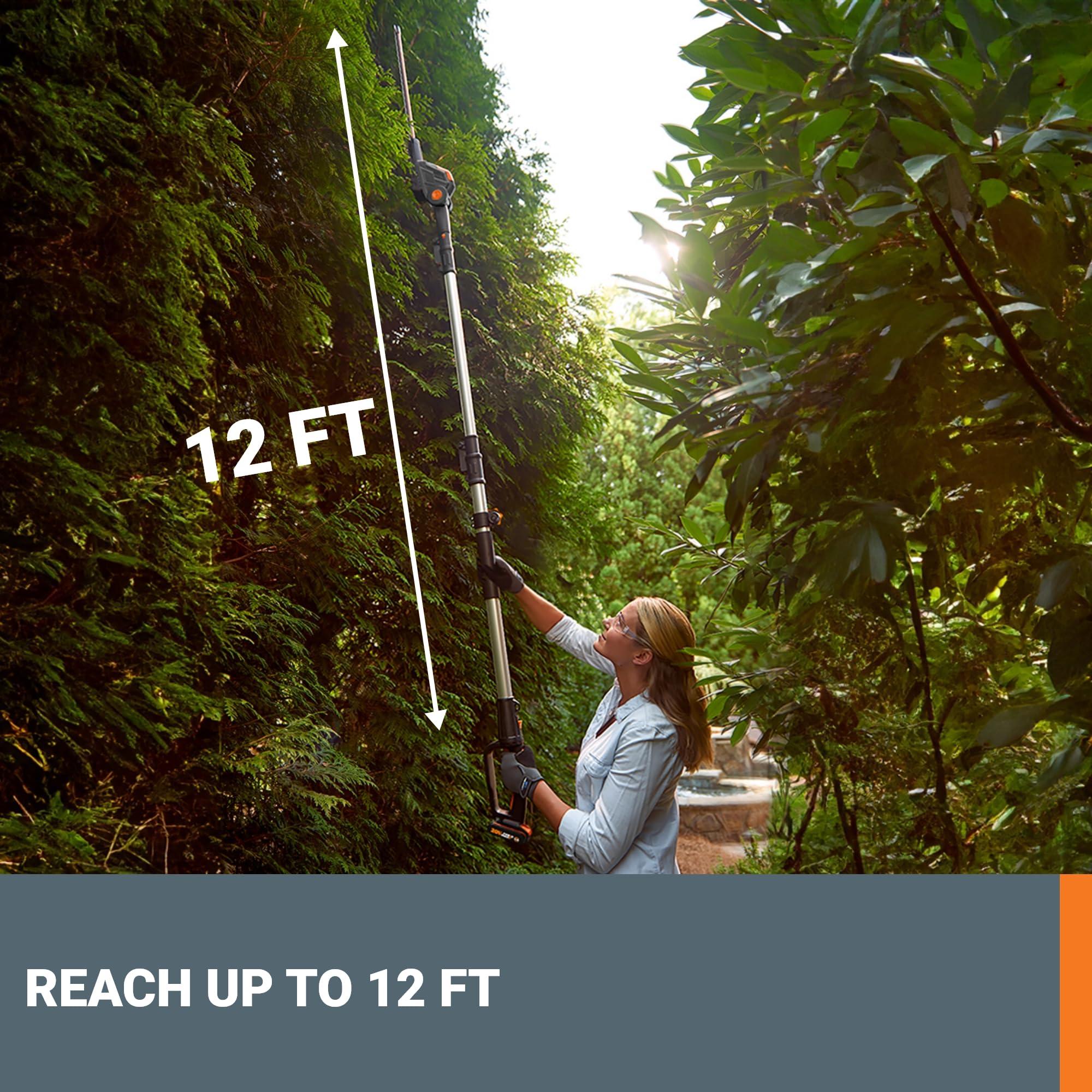 WORX WG252.9 20V 20" Cordless Hedge Trimmer, Reach Up to 12 Inch, Extended Pole, 180° Rotation Head, Battery & Chargers Not Included - Image 4