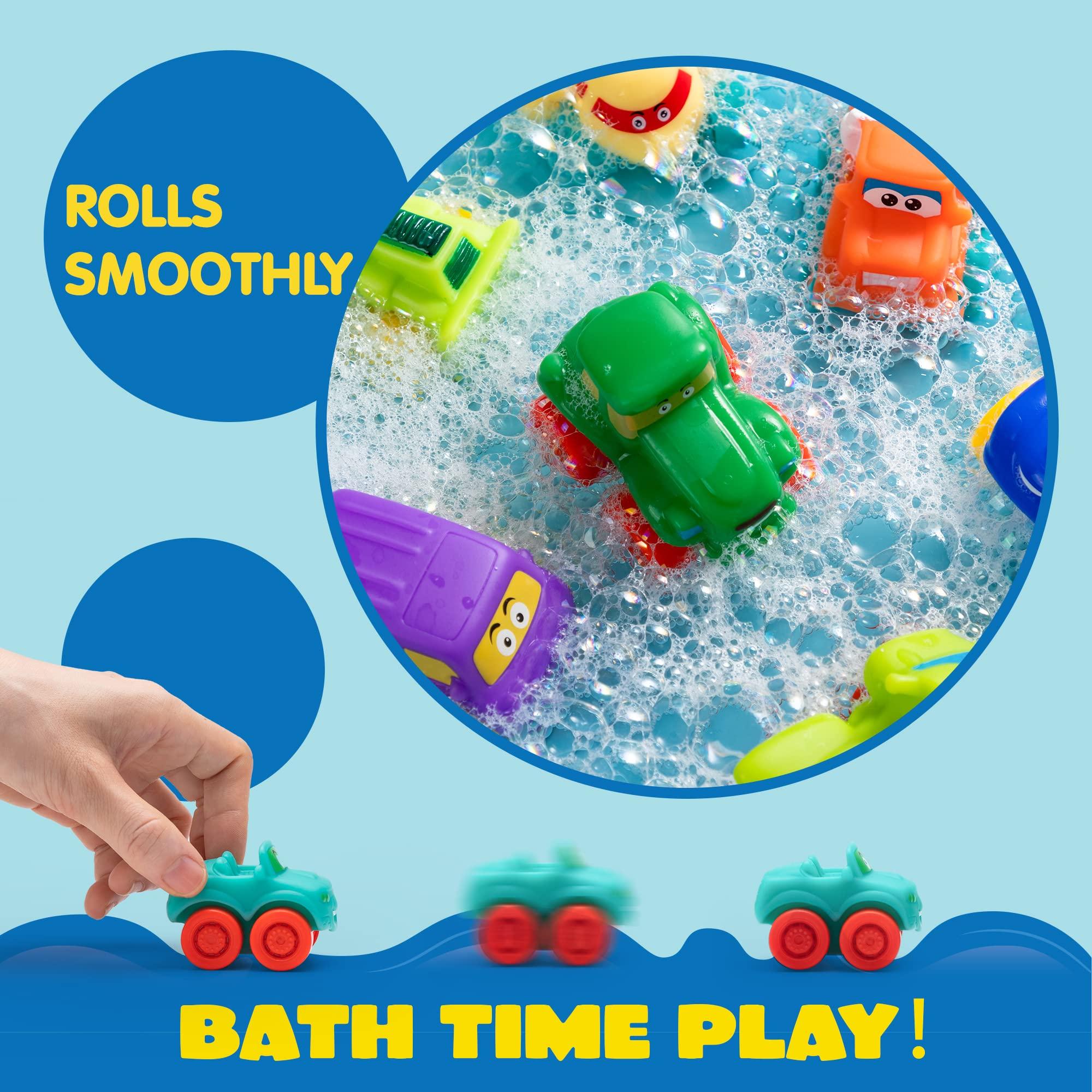 JOYIN Cartoon Cars, Soft Rubber Toy Car Set, Mini Vehicles, Bath Toy Car for Toddlers, Gift for Boys and Girls Easter Basket Stuffers, Summer Beach and Pool Activity, Party Favors for Kids - Image 4