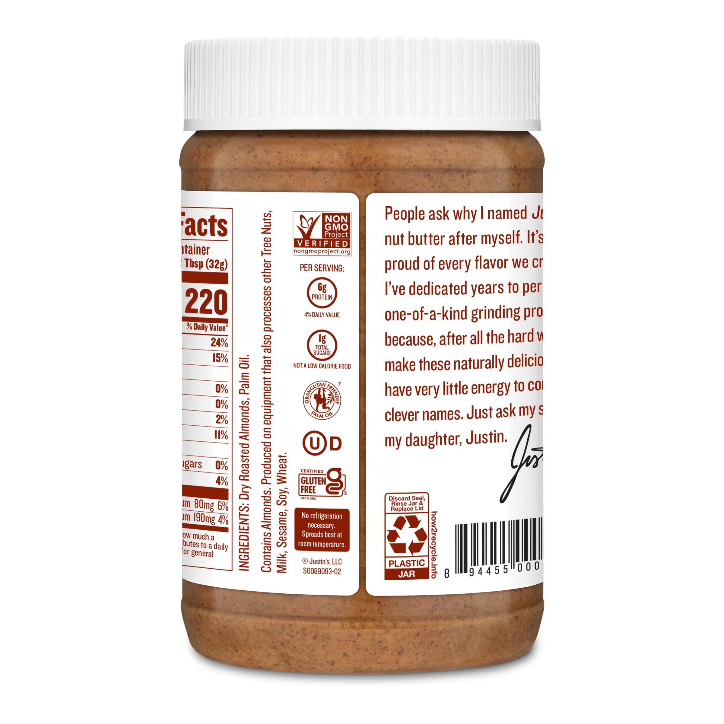 Justin's Classic Almond Butter, Only Two Ingredients, No Stir, Gluten-free, Non-GMO, Keto-friendly, Responsibly Sourced, 16 Ounce Jar, Pack of 1 - Image 5