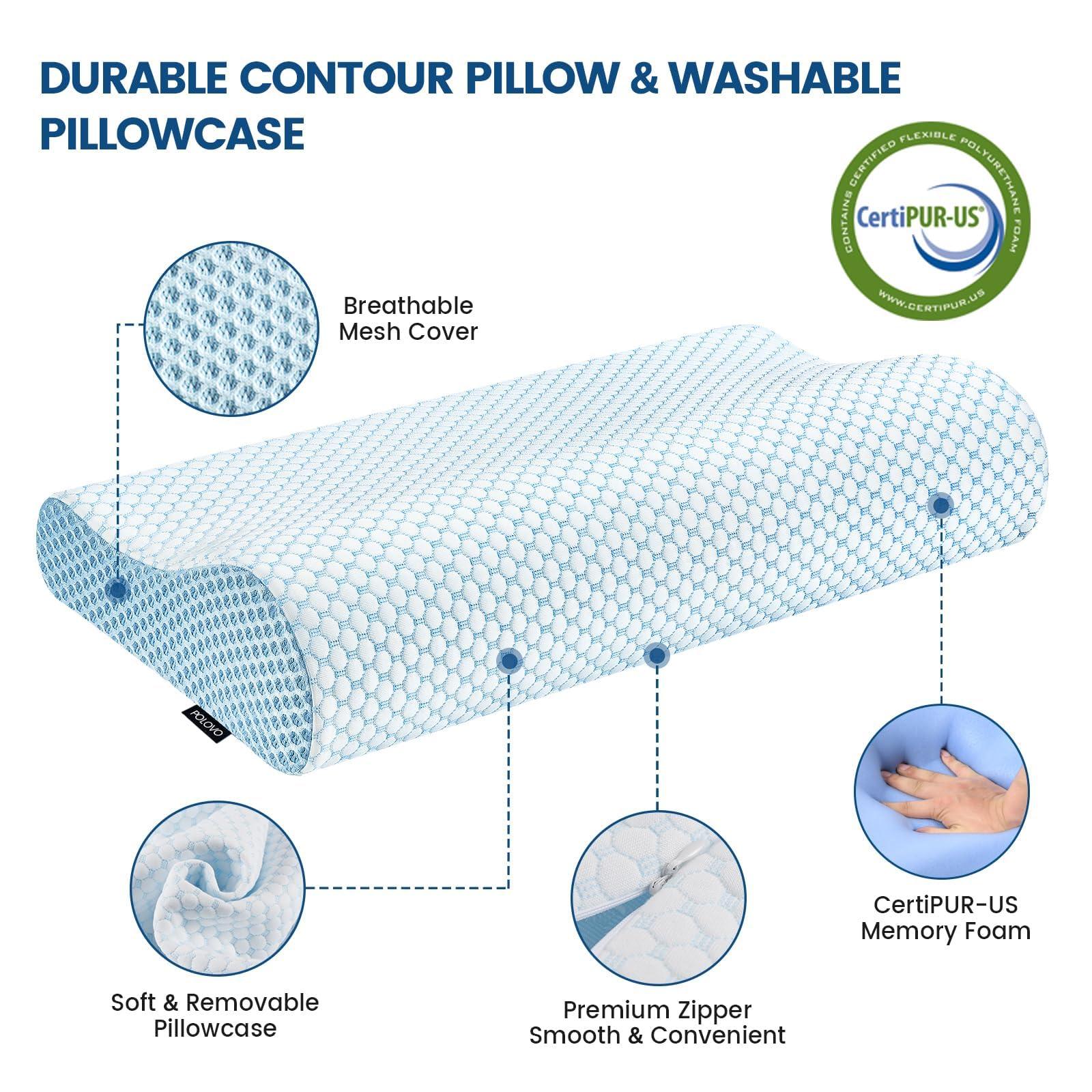 Memory Foam Bed Pillow for Sleeping, Ergonomic Cervical Contour Neck Support Orthopedic Pillow for Side Back Stomach Sleeper, Neck and Shoulder Pain - Image 5