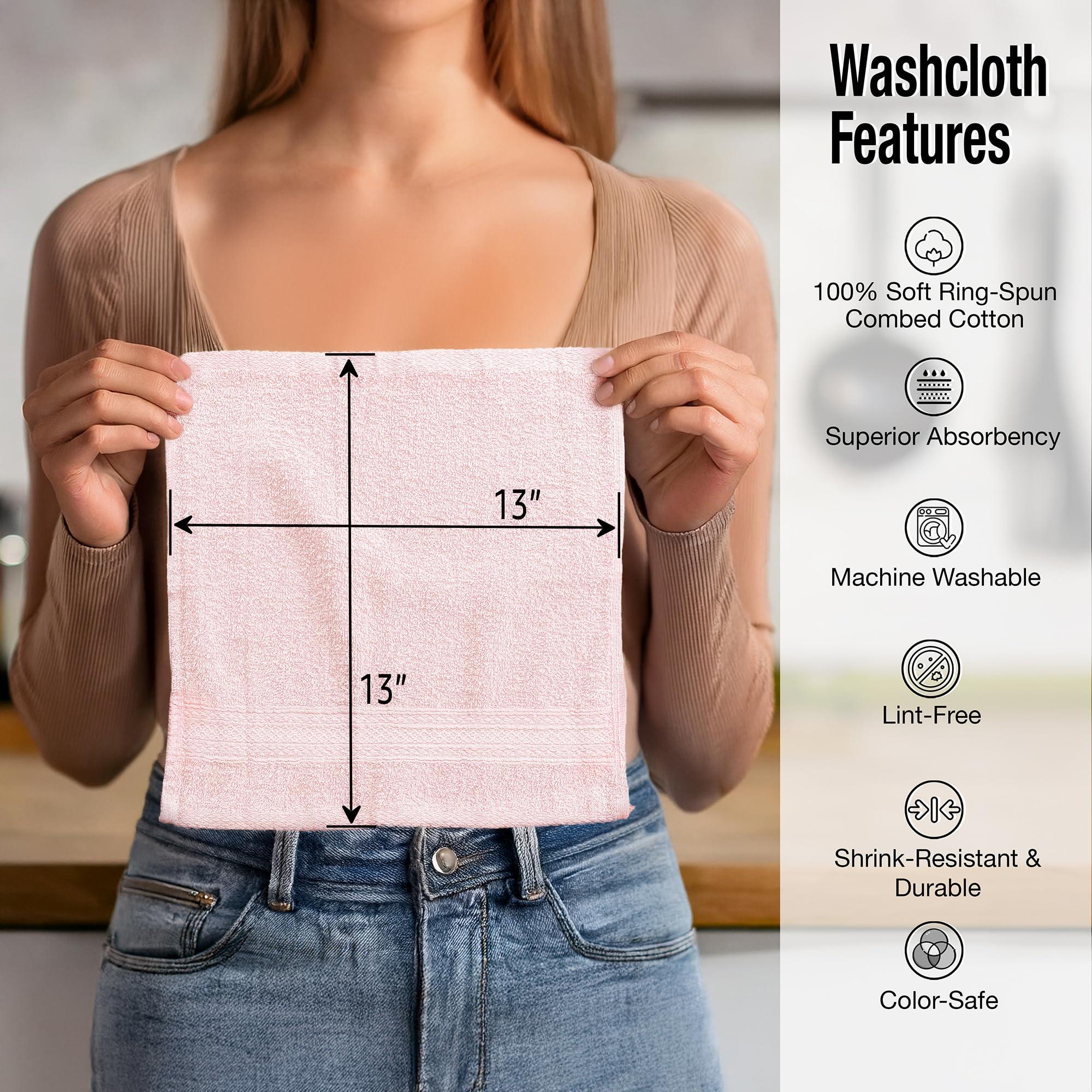 Luxurious Washcloths – Set of 12 – Size 13” x 13” – Thick Loop Pile Washcloth – Absorbent and Soft 100% Ring-Spun Cotton Wash Cloth – Lint Free Face Towel – Wash Cloths Perfect for Bathroom - Image 2