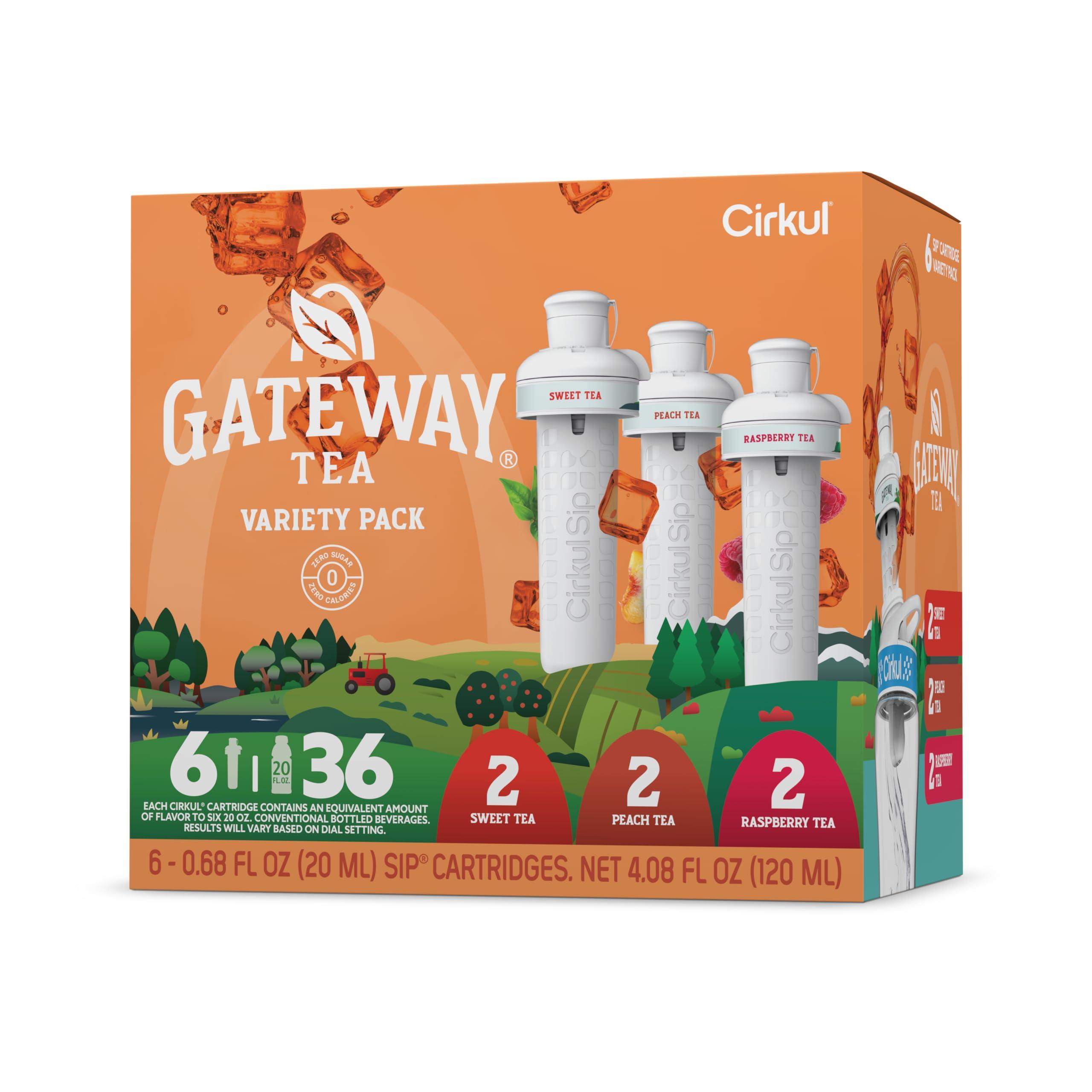 Cirkul Gateway Tea Flavor Cartridge Variety Pack, 6-Pack (2 Sweet, 2 Peach, 2 Raspberry)