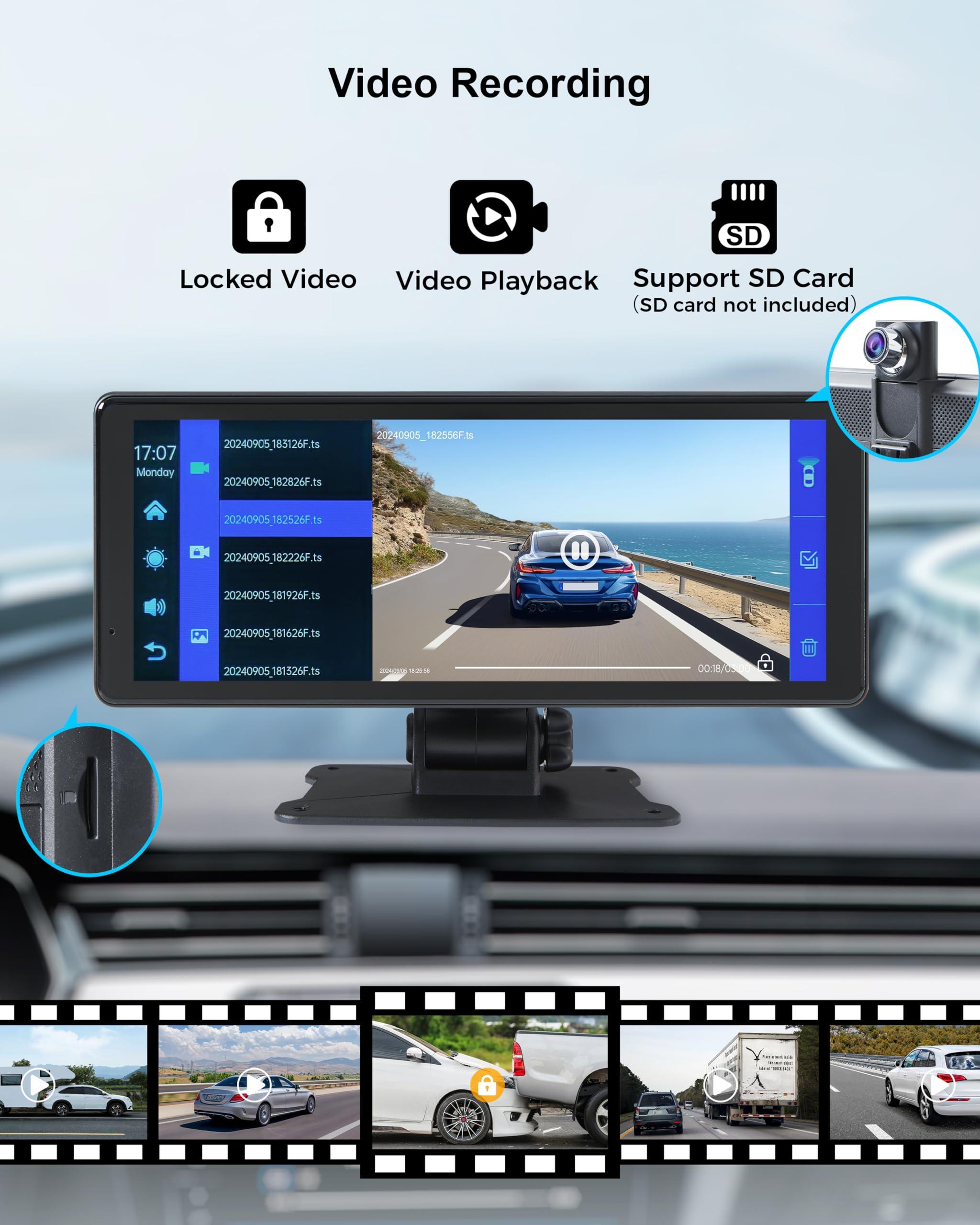 Wireless Car Stereo Carplay Screen with 4K Dash Cam, 8.1'' Portable 2K Touch Screen with 1080P Backup Camera, GPS Navigation for Car Play, Android Auto, Voice Control, Mirror Link, DVR, Bluetooth - Image 7