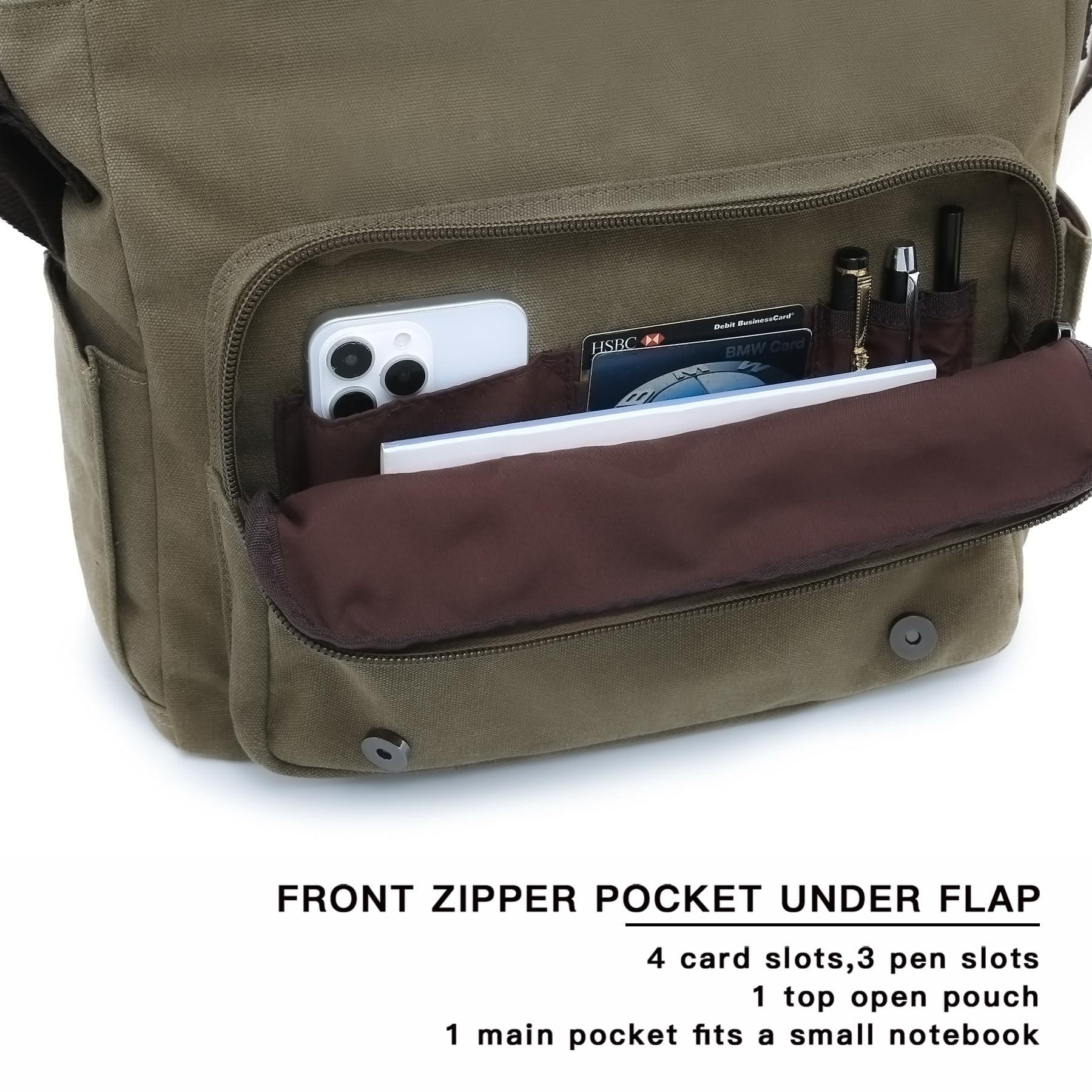 Large Vintage Canvas Messenger Shoulder Bag Travel Crossbody Purse Briefcase Business Bag for 15inch Laptop - Image 5