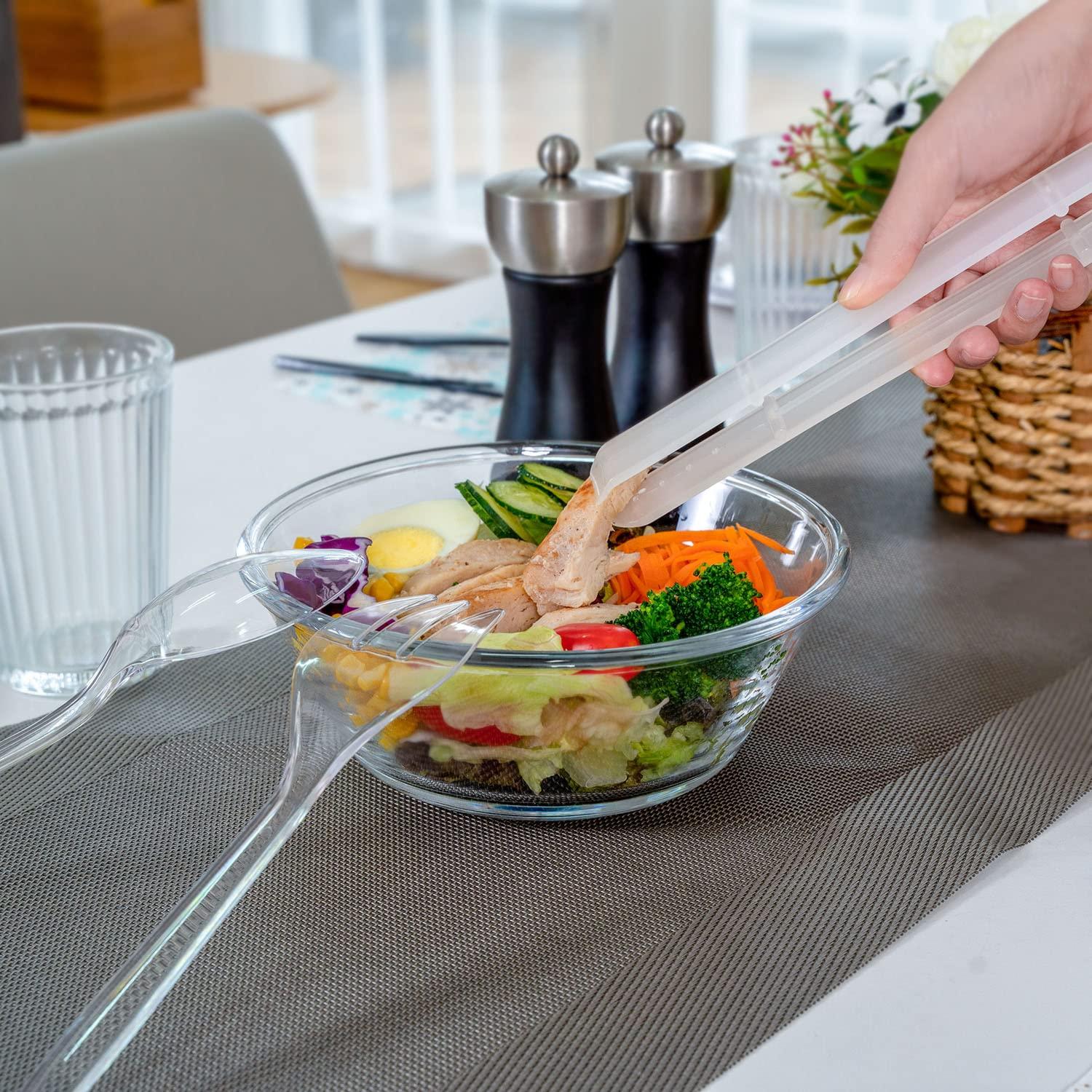Plastic Serving Utensils, 9" Clear Disposable Utensils 18 Pack, 6 Serving Tongs, Spoons, Forks - Image 7