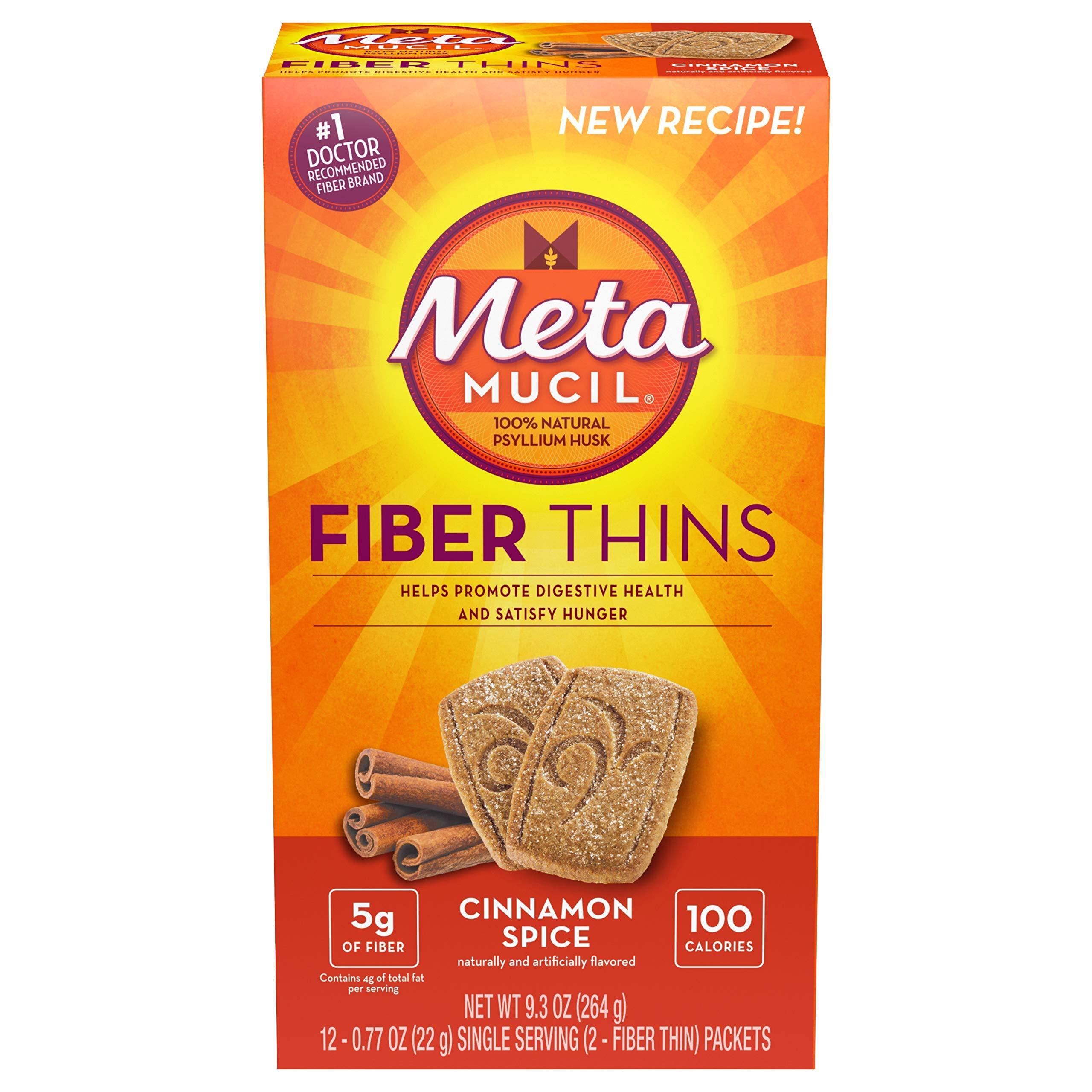 Metamucil Fiber Thins Size 12 Count of 2 Crisps 9.3 Ounce (Value Pack of 6)