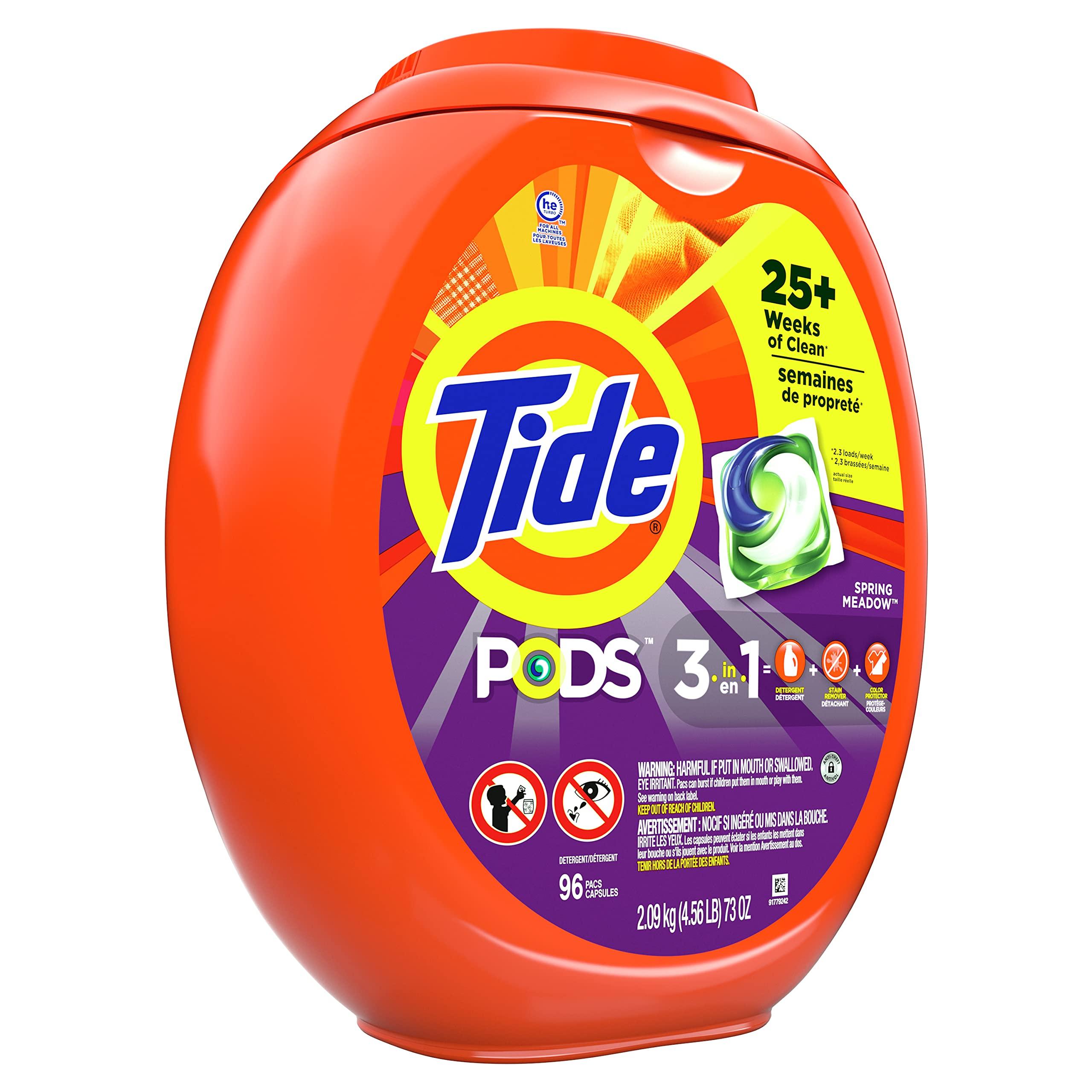 Tide PODS Laundry Detergent Soap PODS, High Efficiency (HE), Spring Meadow Scent, 96 Count - Image 2