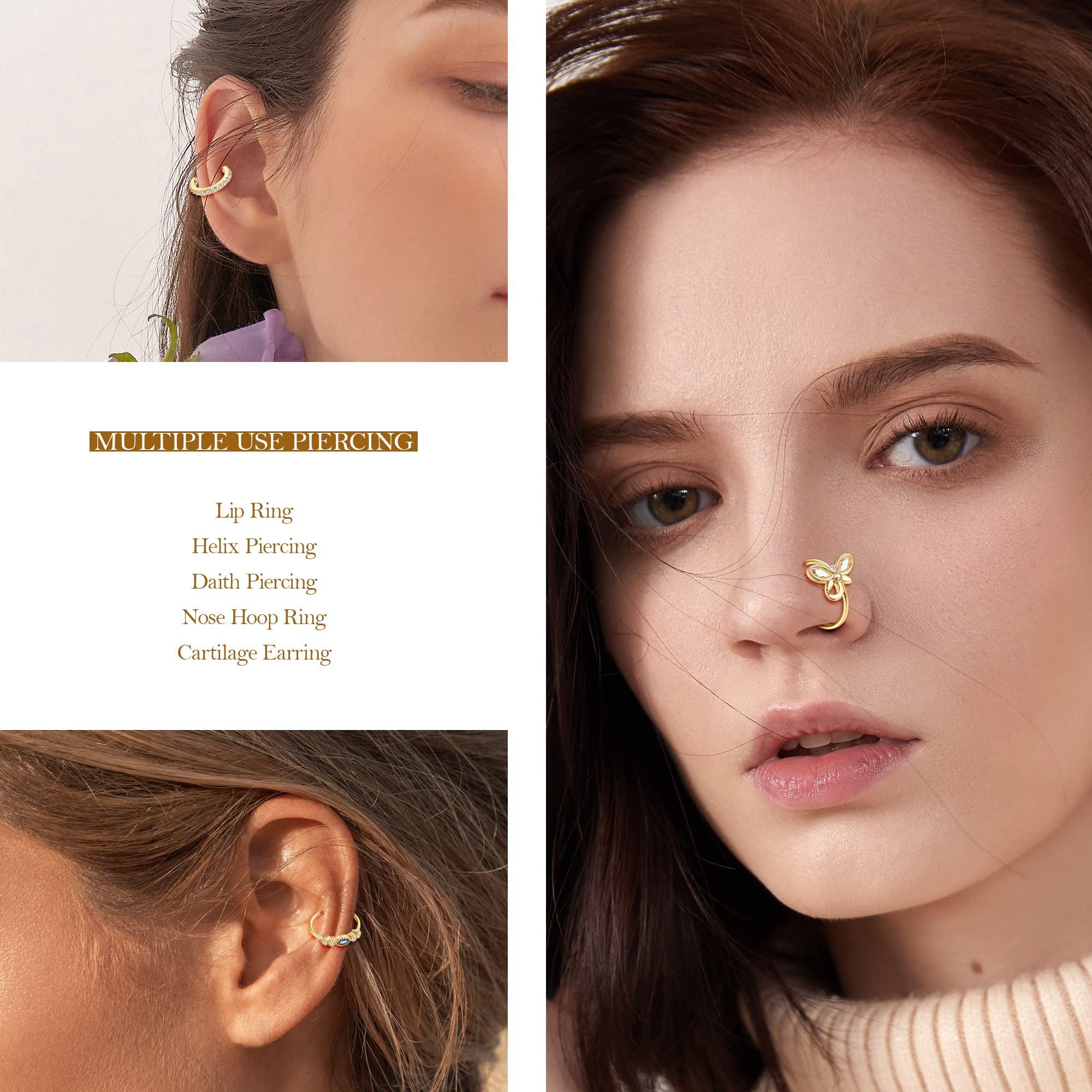 Dochais 12PCS Nose Rings Hoop 20G Nose Rings for Women Surgical Stainless Steel Nose Piercing Dangle Nose Ring Cartilage Earring Jewelry - Image 5