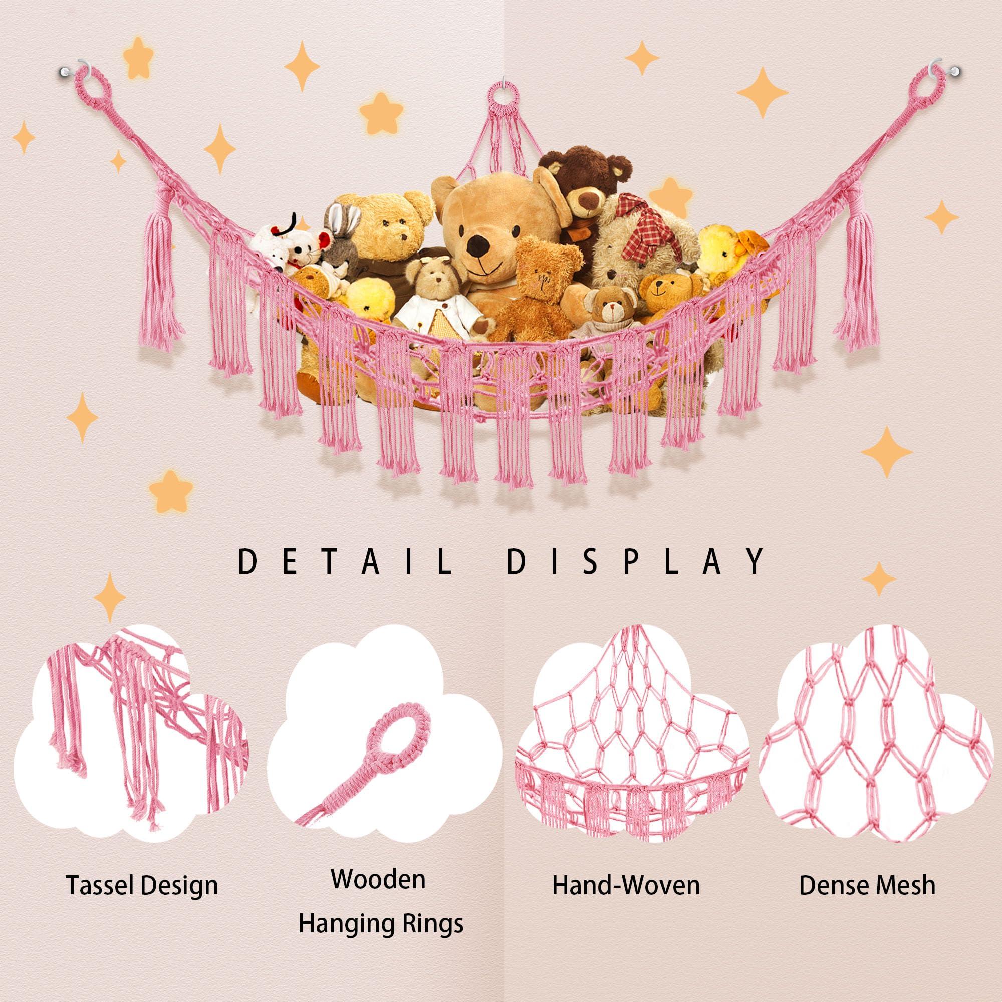CERETIA Hammock for Stuffed Animals with LED Light, Kids Room Decor Corner, Pink - Image 6