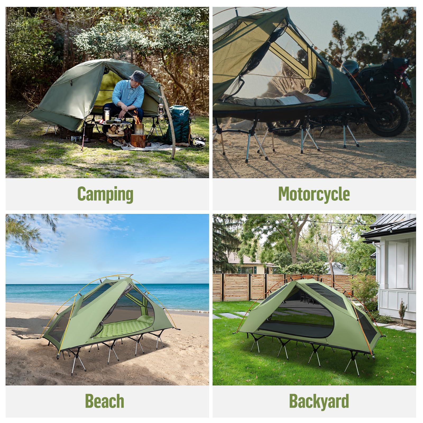 Night Cat Camping Cot Tent - Waterproof 1-Person Off-Ground Combo Cot Bed for Adults Portable Easy Set-up Tent - Image 6