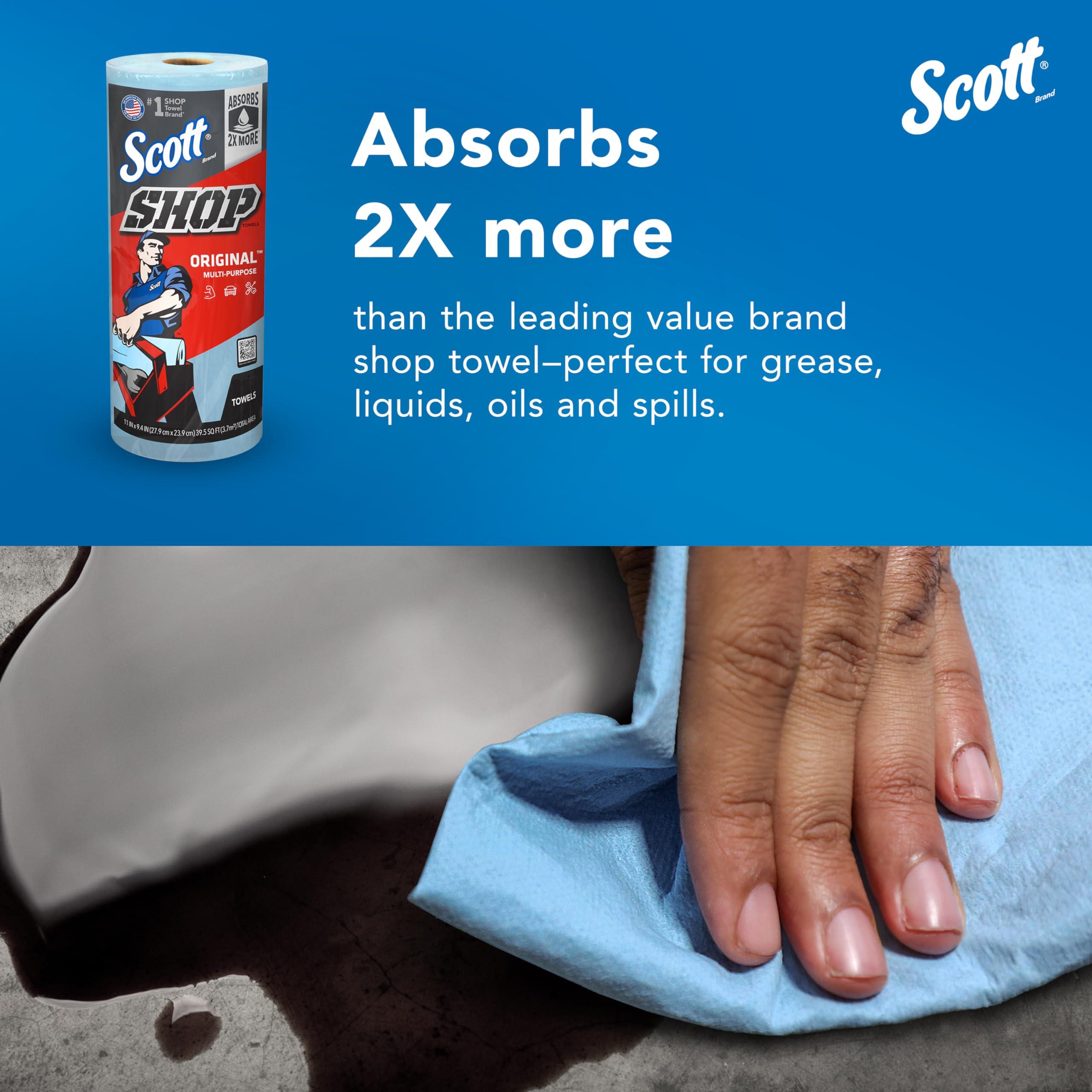 Scott Shop Towels Original, Big Rolls, 4 Packs of 6 Rolls, 11"x9.4" Blue Sheets, 24 Rolls/Case, 1,440 Towels/Case - Image 7