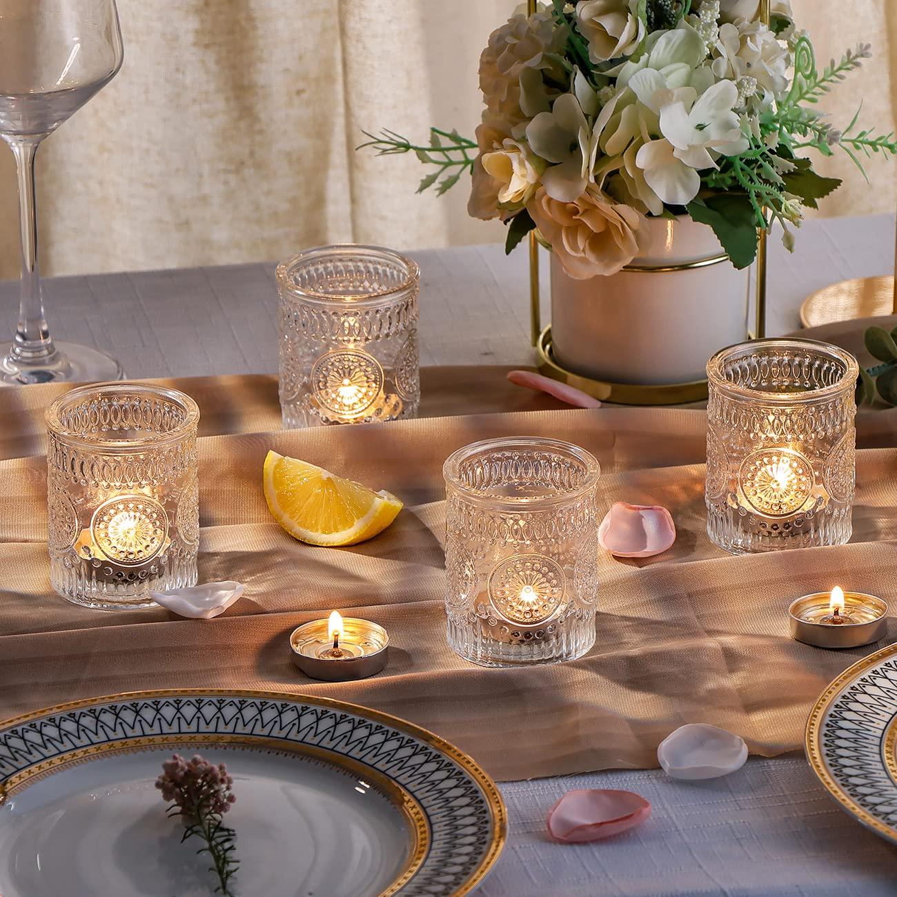 DARJEN Clear Votive Candle Holders Set of 36- Glass Candle Holders Bulk for Tea Light Candle, Embossed Candle Votives for Wedding Centerpiece, Living Room & Home Table Decor - Image 7