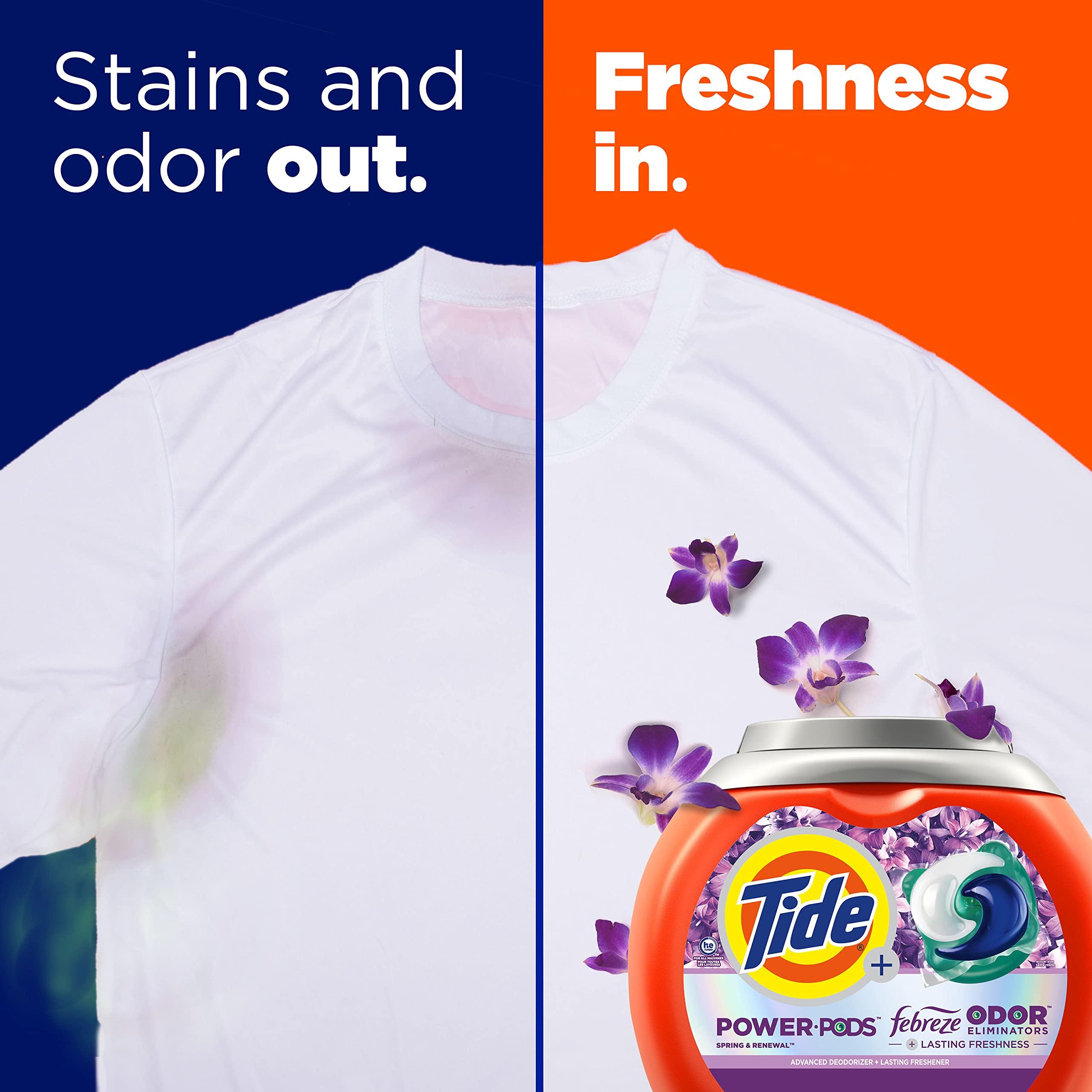 Tide Power Pods Laundry Detergent Pacs with Febreze 32 Count Spring & Renewal Scent Febreze Freshness with Odor Eliminators - Image 2
