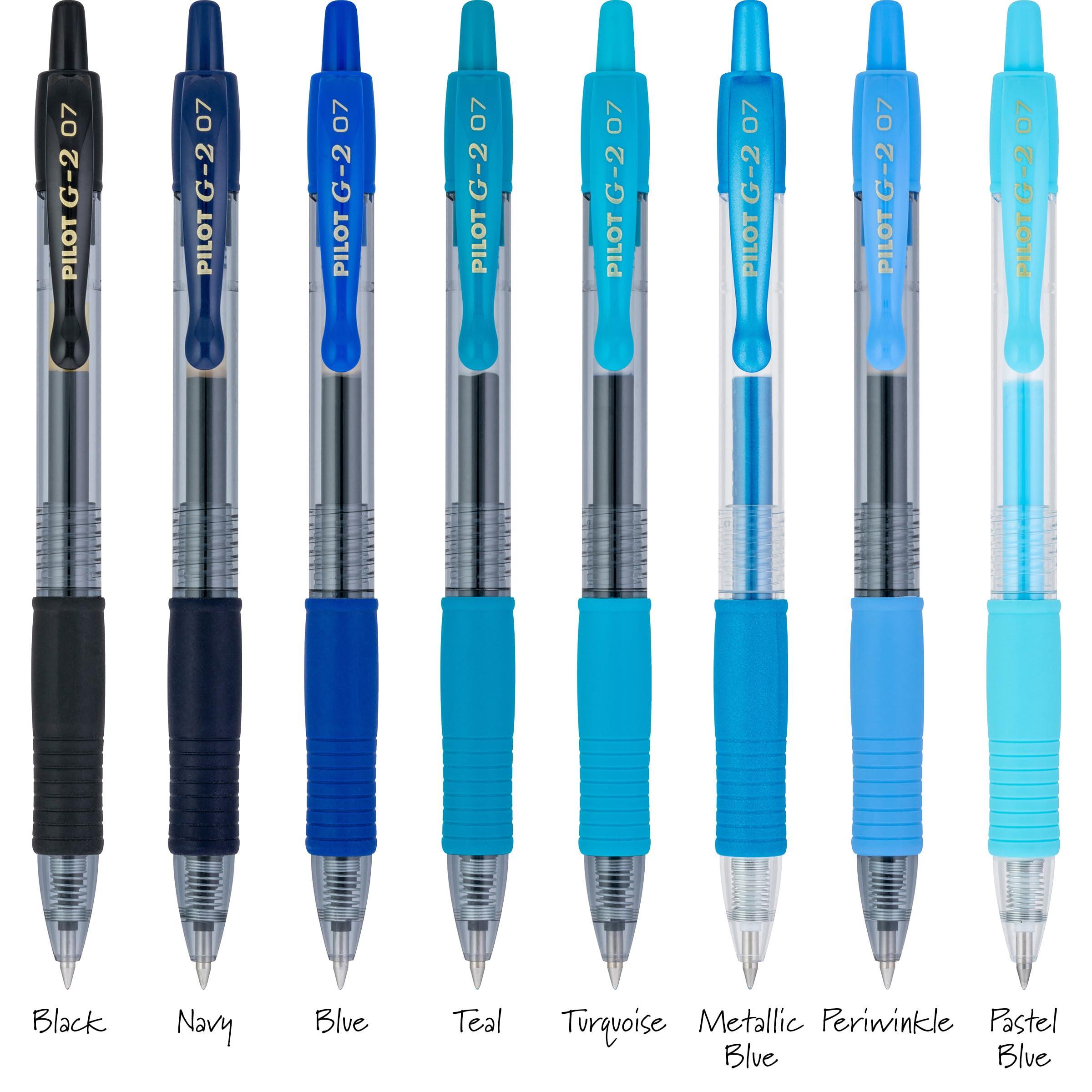 PILOT, G2 Premium Gel Roller Pens, G2 Boost Blues Pack, The Colors of Productivity, 8 Pack Pouch, Fine Point 0.7 mm, Assorted - Image 6