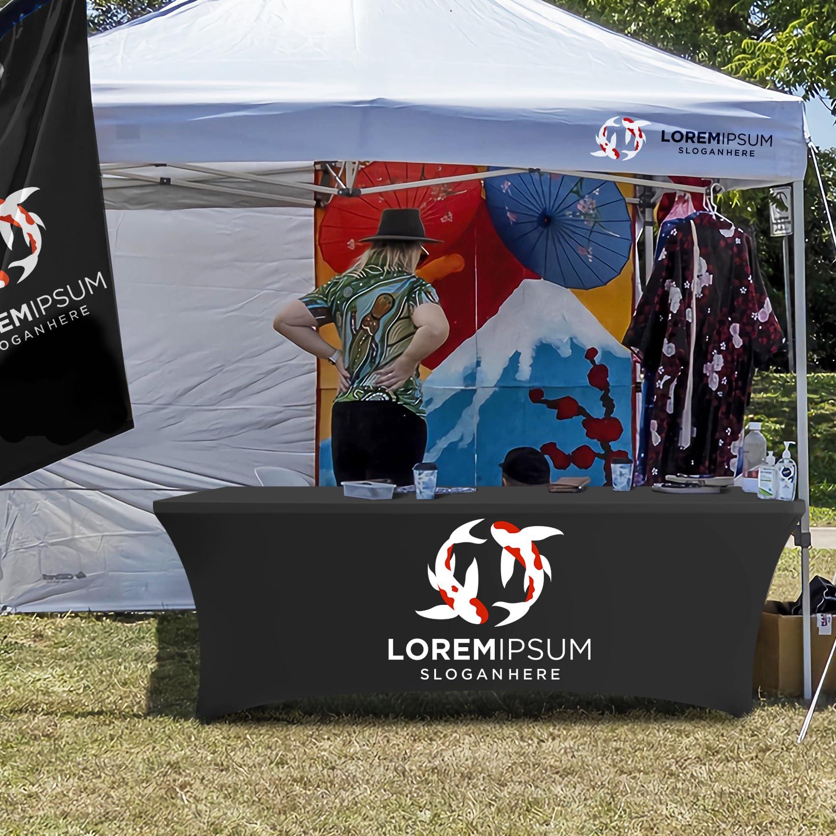 Custom Table Cloth with Business Logo Rectangle 6FT 114" x 79" Spandex Customized Table Cover Stretch Tablecloth with Text Image Photo Sign Personalized Table Runner for Tradeshow Events, Fitted Style - Image 2