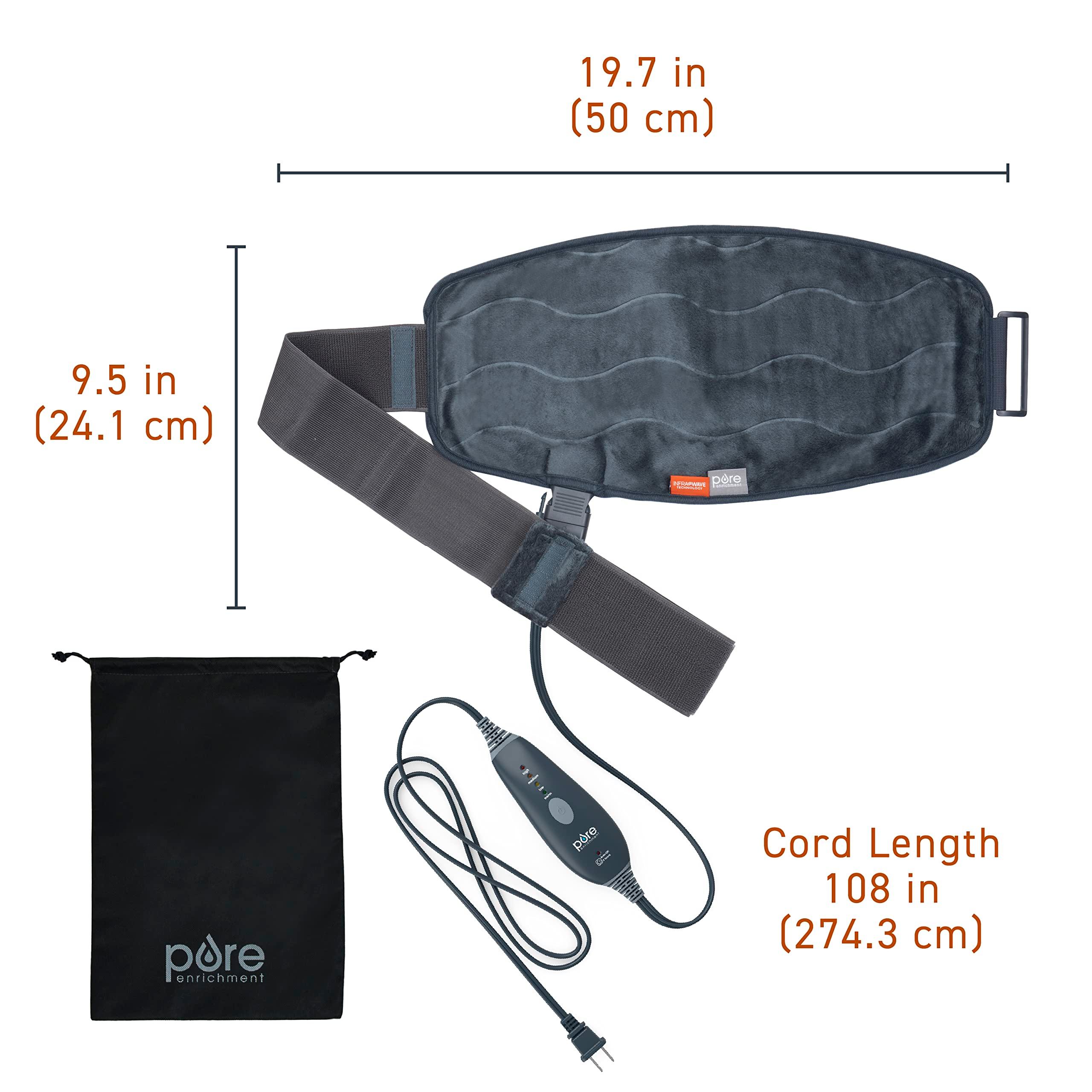 Pure Enrichment PureRelief Pro Far Infrared Universal Heat Wrap - Deep Muscle Relief for Back, Neck, Shoulder, & Knee Pain in Athletes, 4 Heat Settings, Dry/Moist Heat, Lumbar Heating Pad (Iron Gray) - Image 5