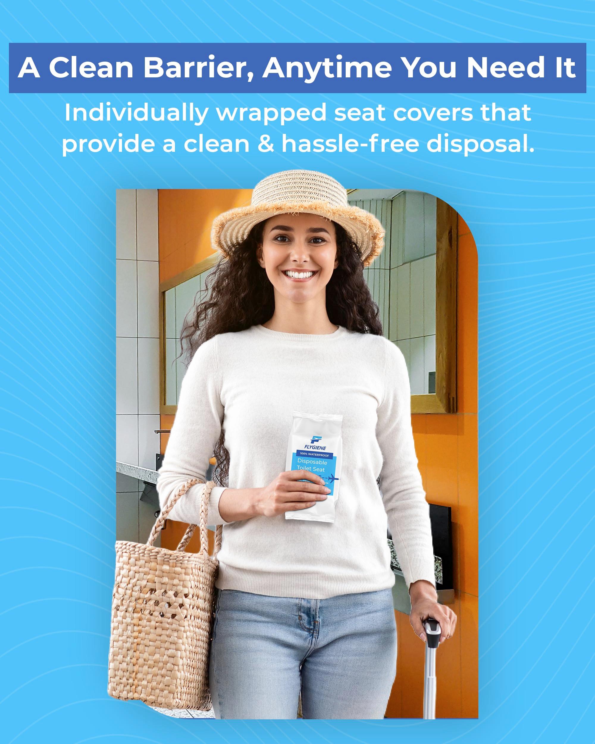 Flygiene Disposable Toilet Seat Covers for Travel – Waterproof, Tear-Resistant XL Toilet Liners with 2 Layers of Protection – Individually Wrapped Travel Size Toiletries - 10 Count (1 Pack of 10) - Image 3
