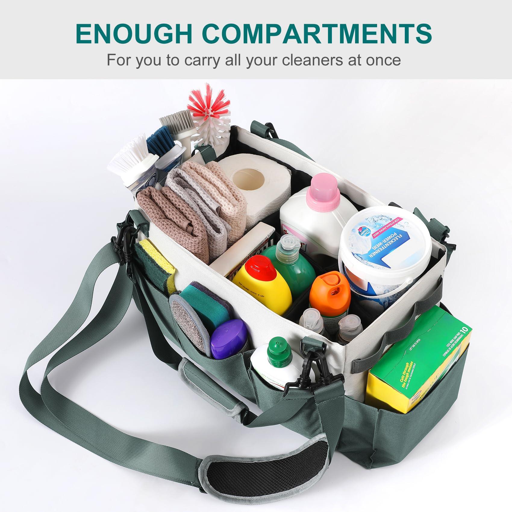LANDNEOO Cleaning Caddy Organizer with Handle, Wearable Bag for Supplies, Tote Shoulder and Waist Straps, Under Sink Tool Multiple Compartments (Large) (QJB-BLS) - Image 4