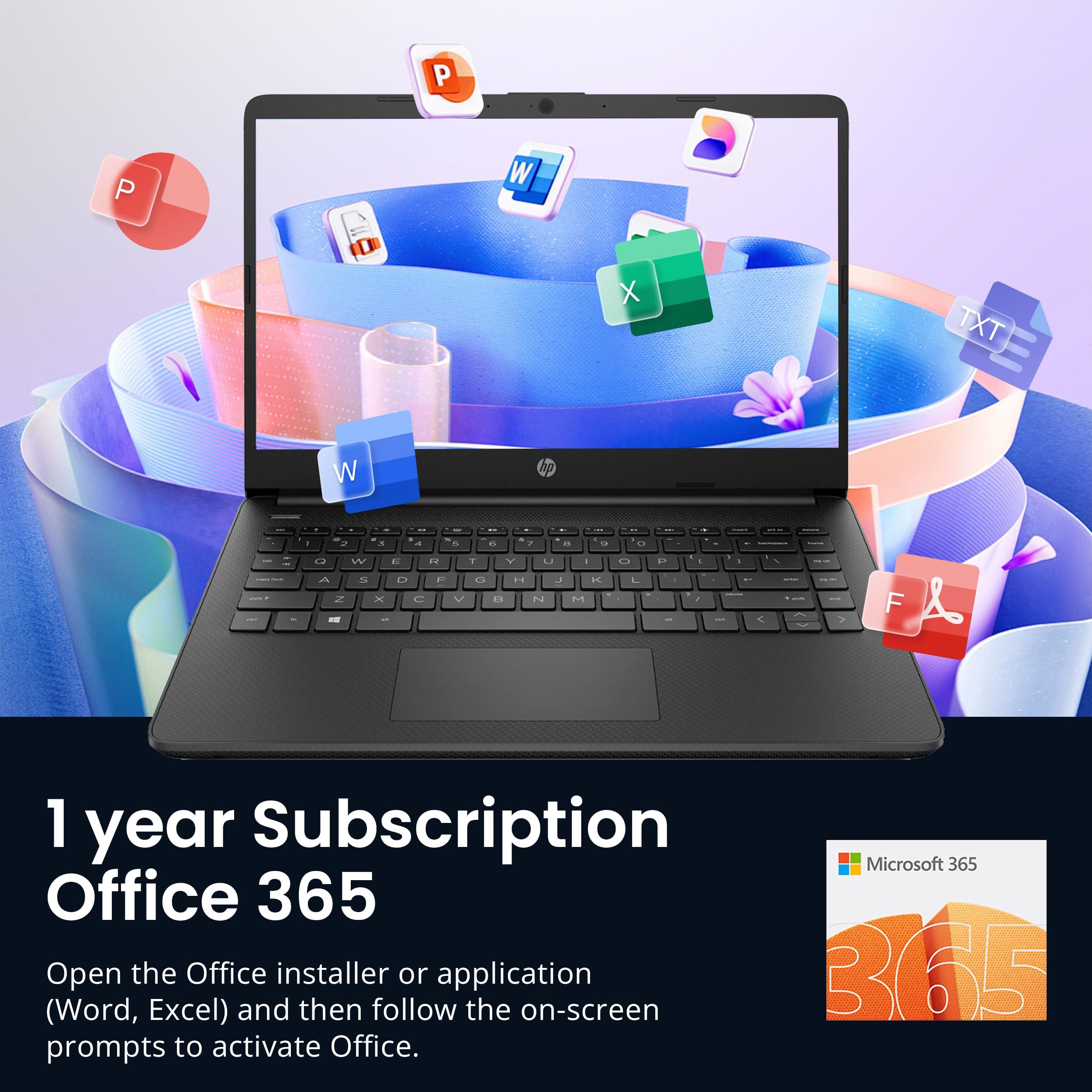 HP Flagship 14" HD Laptop with 1 Year Office 365 | 16GB RAM | 1.28TB Storage(128GB EMMC & 160GB Docking Station Set & 1TB Cloud Storage) | Intel 4-Core Processor | Webcam | Wi-Fi | Windows 11 | Black - Image 5