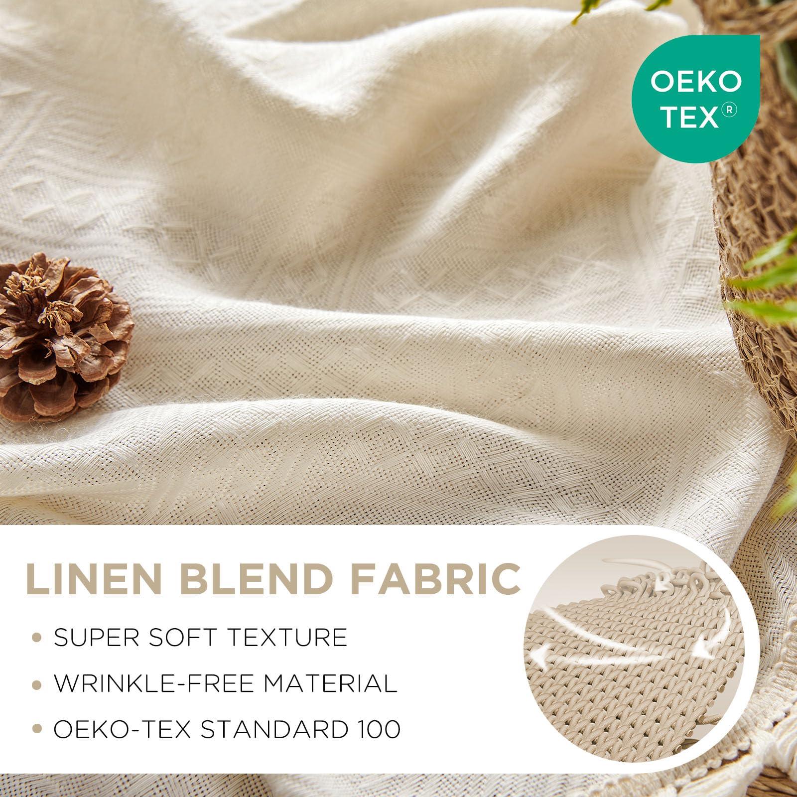Joydeco Beige Boho Curtains 84 Inch Length 2 Panels, Super Soft Bohemian Farmhouse Curtains with Tassels, Semi Sheer Light Filtering Drapes for Bedroom Living Room (Rod Pocket, 52Wx84L) - Image 3