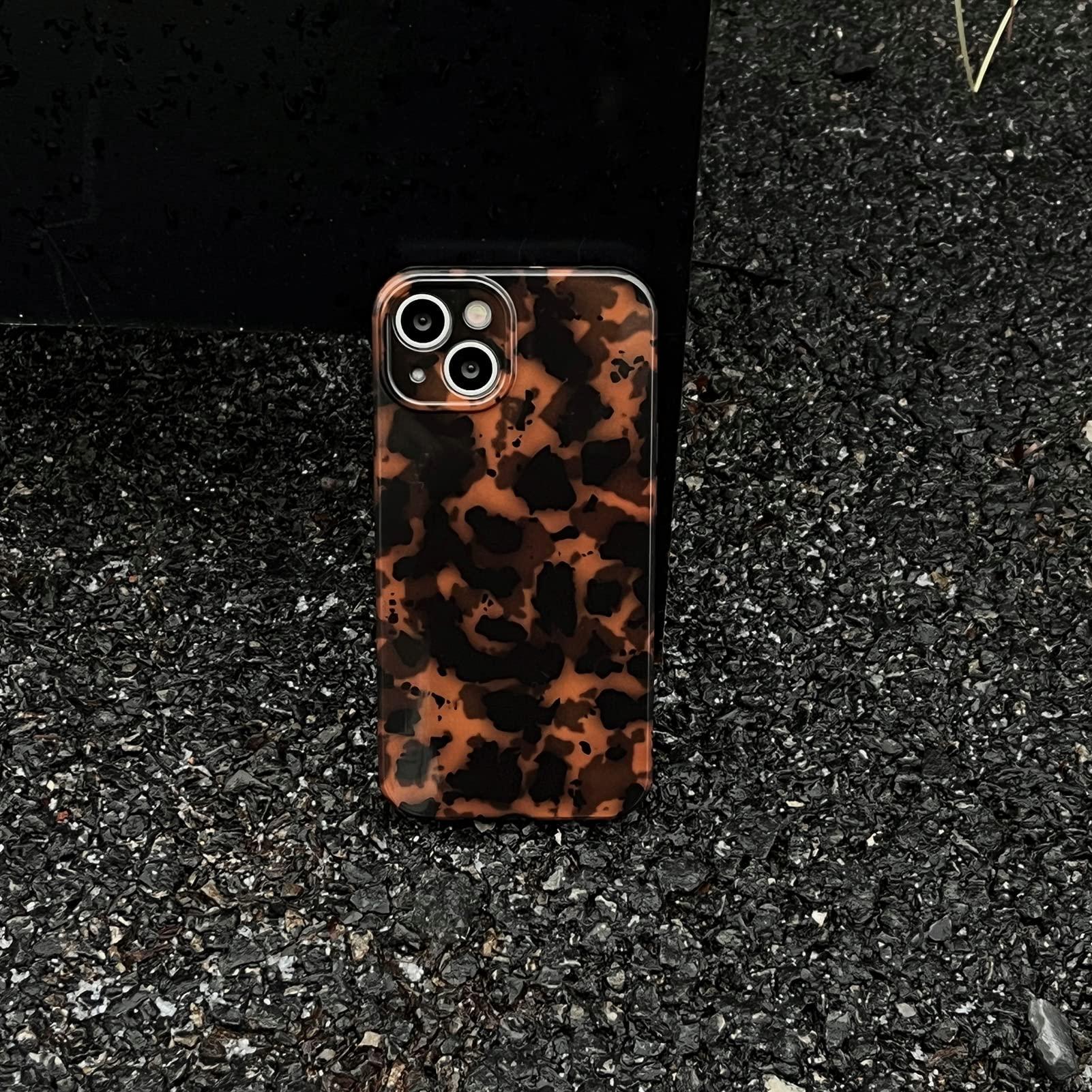 Tortoise Shell Retro Phone Case Compatible with iPhone 14 2022 Chic Amber Brown Leopard Stylish Classic Soft Slim Protective Cover for iPhone14 6.1inch - Image 2