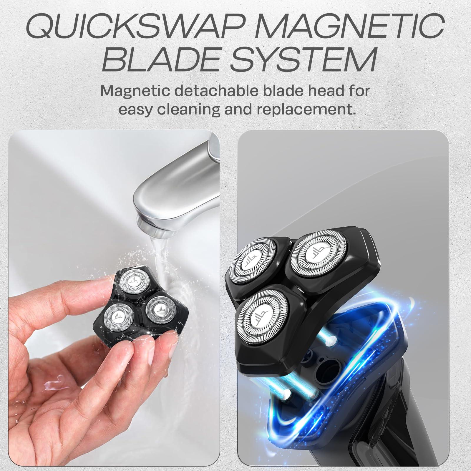 HUMMINGBIRD MK8 Premium Rotary Face Shaver, Rechargeable Wet & Dry Electric Shaver with Pop-up Trimmer, Electric Razor for Men, Waterproof, Cordless USB-C Rechargeable, LED Display, Travel Case - Image 3