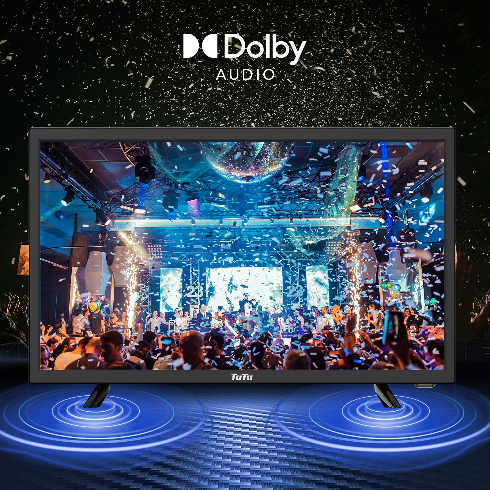 TuTu 22-inch LED TV, 1080P FHD Flat-Screen TV with Dolby Audio with HDMI, USB, VGA, RCA, Non-Smart TV or Monitor for Room, Kitchen, Office, or RV Camper - Image 2