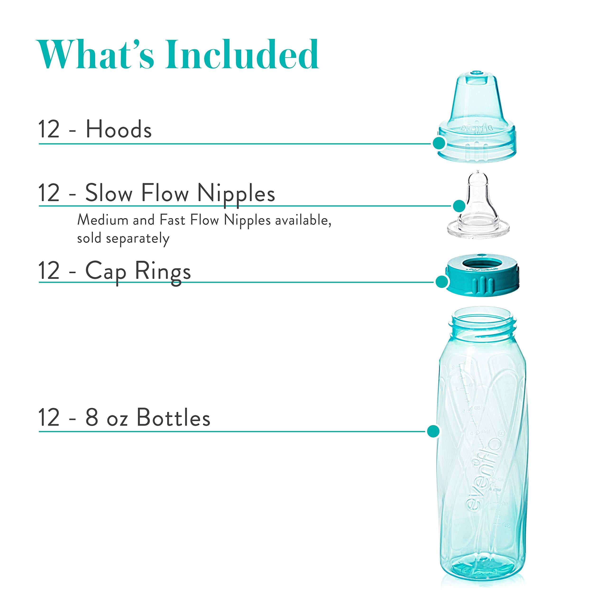 Evenflo Feeding Classic Tinted Plastic Standard Neck Bottles for Baby, Infant and Newborn, Pink/Lavender/Teal, 8 Ounce (Pack of 12) - Image 5