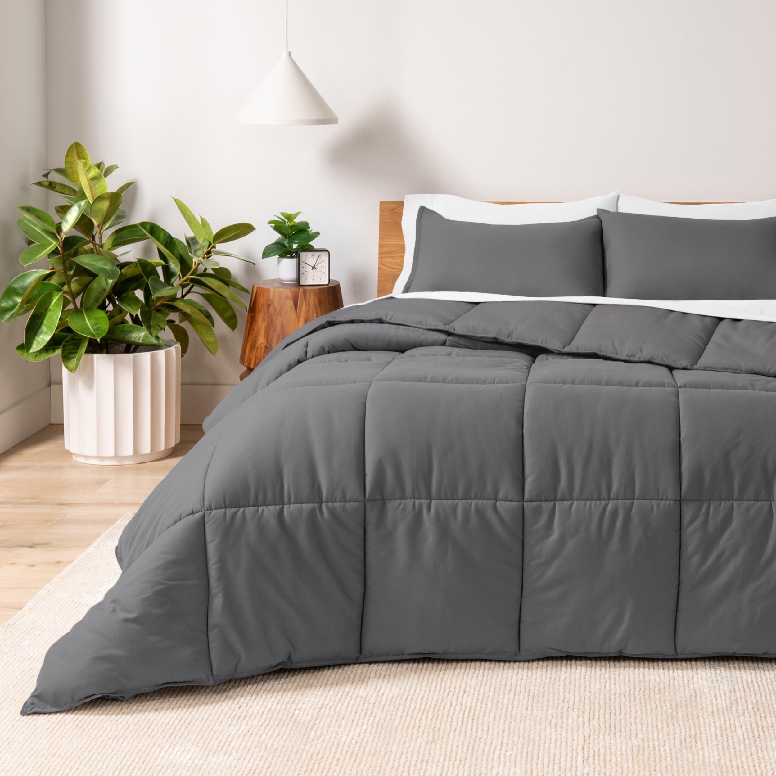Bare Home Comforter Set - Queen Size - Ultra-Soft - Goose Down Alternative - Premium 1800 Series - All Season Warmth (Queen, Grey)