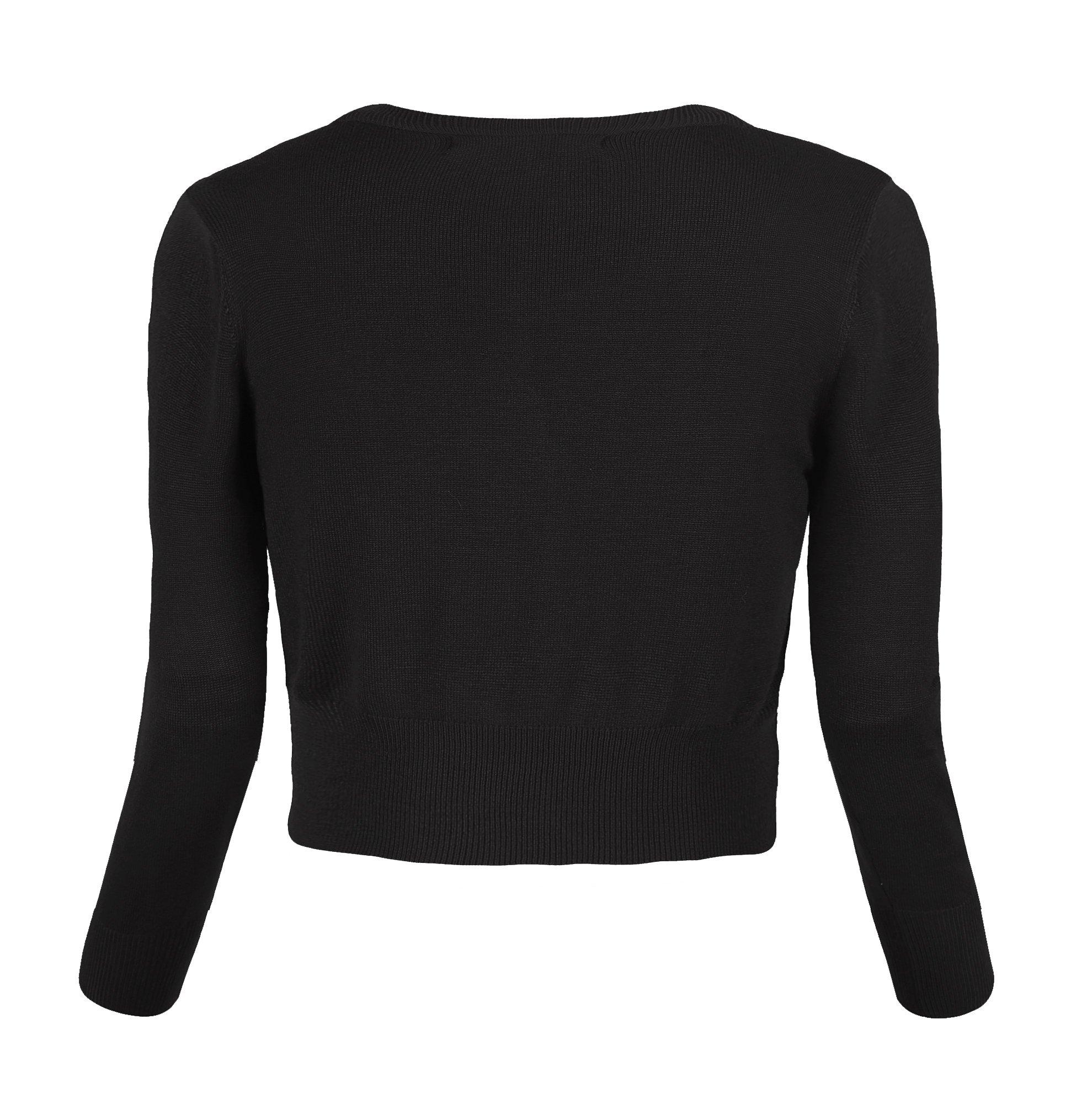 Urban CoCo Women's Cropped Cardigan V-Neck Button Down Knitted Sweater 3/4 Sleeve - Image 3