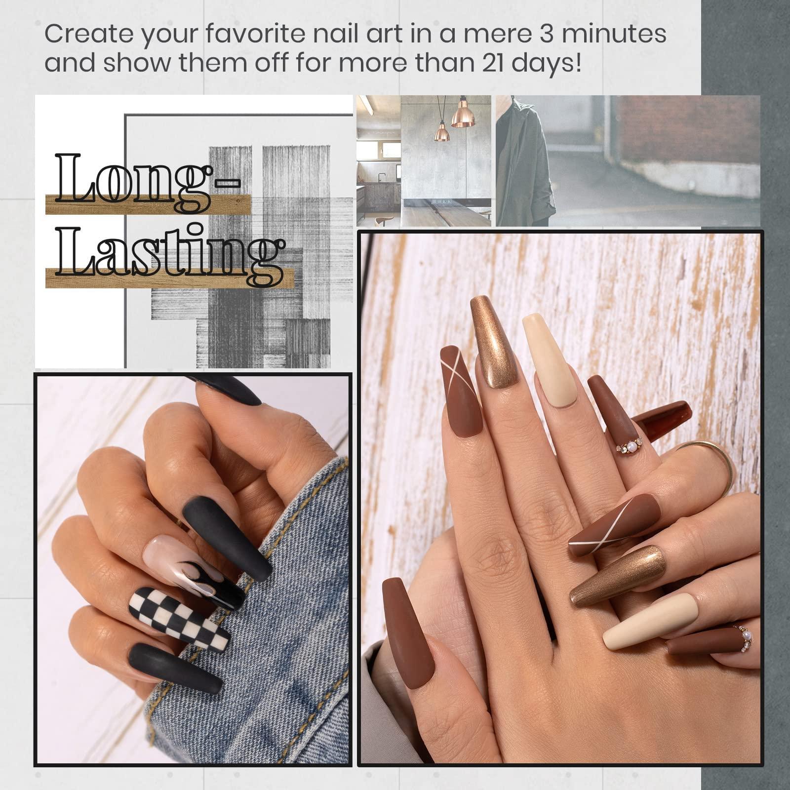 Beetles 23Pcs Gel Nail Polish Set with Base Gel Glossy Matte Top Coat, Gray Brown Burgundy Red Purple Glitter Gel Polish Set Soak Off Uv Gel Nail Kit for Women Industrial Wave Collection - Image 5