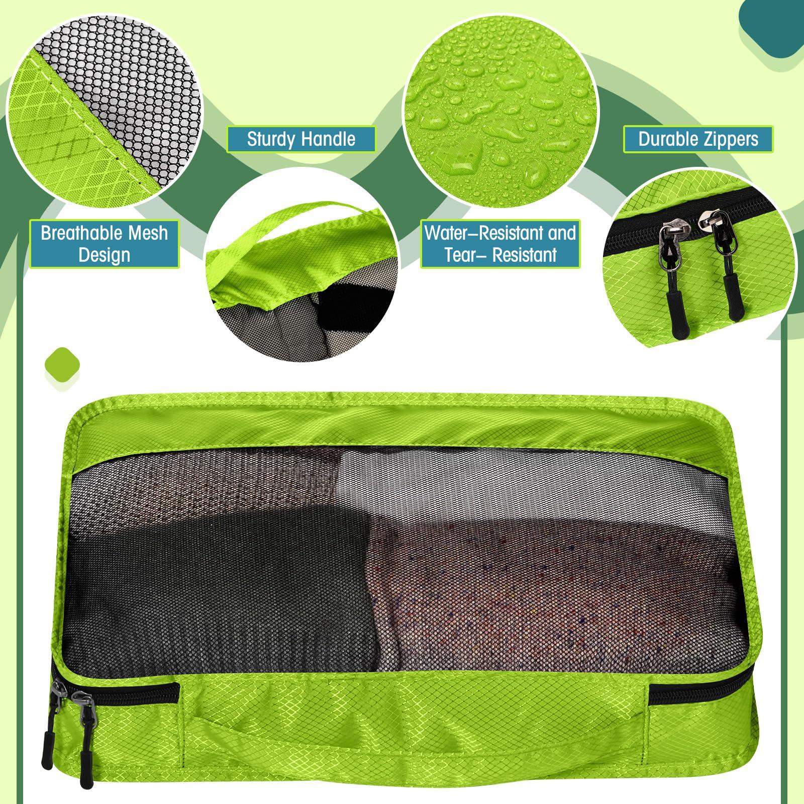 Bulyoou 5 Pcs Packing Cubes for Suitcase Large Travel Cubes Carry on Luggage Organizer Bags for Clothes Accessories(L,Green) - Image 3