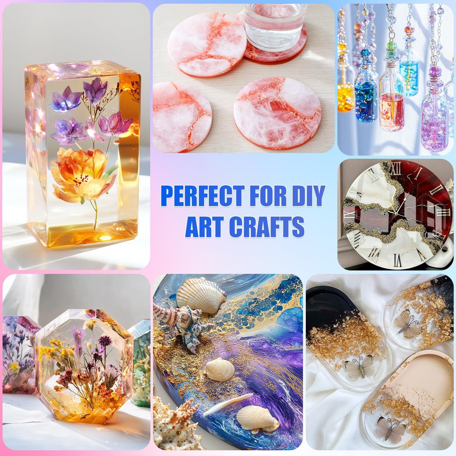 ProKKUV Epoxy Resin Kit, 64OZ Kit Crystal Clear Resin Epoxy, Bubble Free, No Yellowing, UV Resistant, Food Safe with Foil Flakes, Sequin, Easy Mix 1:1 for DIY Crafts Jewelry Making(32OZ x 2) - Image 5